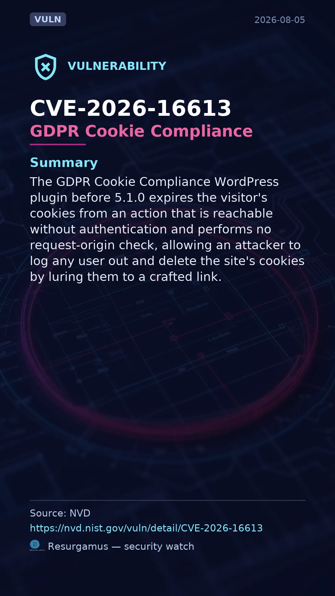 CVE-2026-16613 GDPR Cookie Compliance Vulnerability