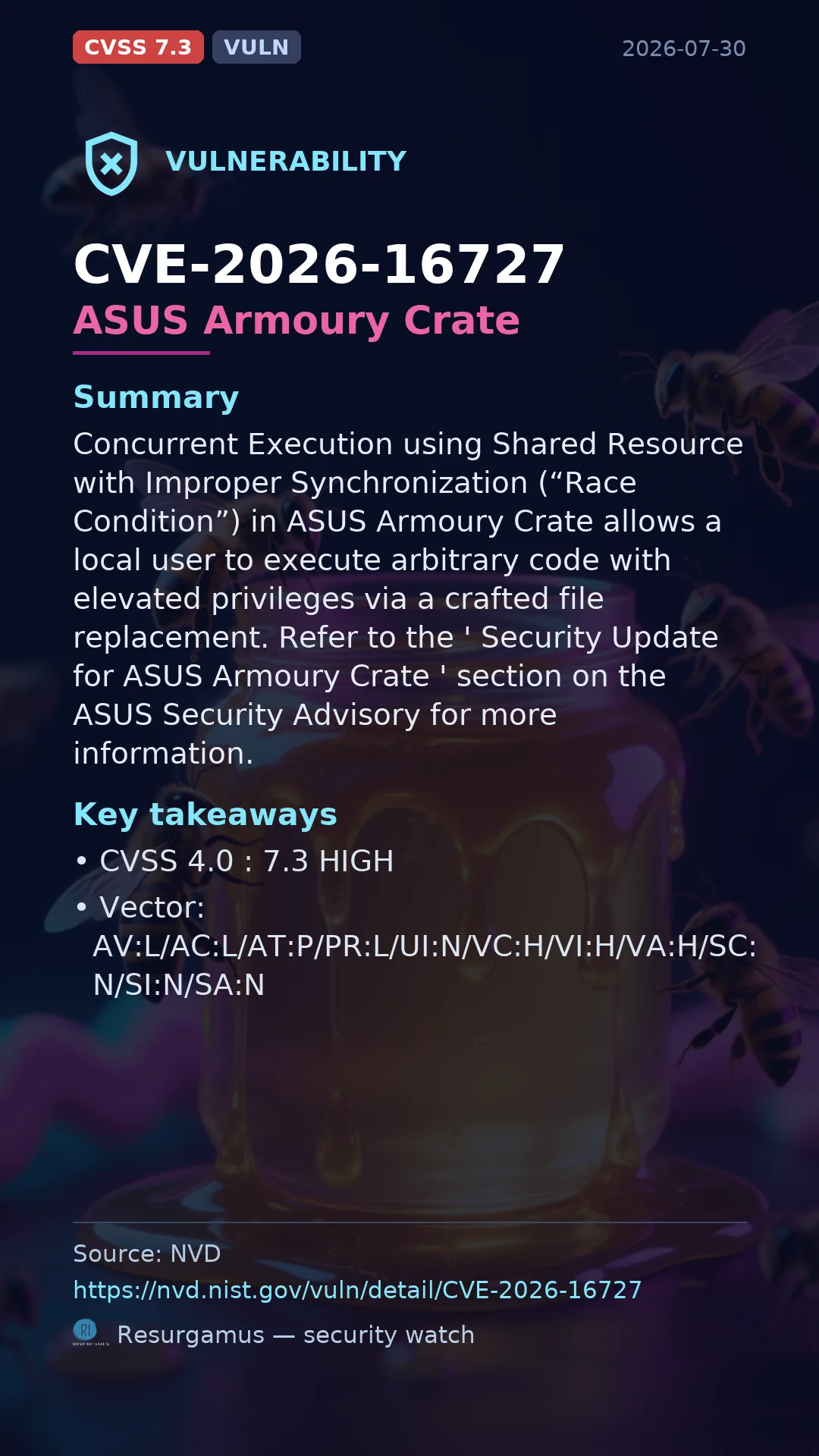 CVE-2026-16727 ASUS Armoury Crate Vulnerability