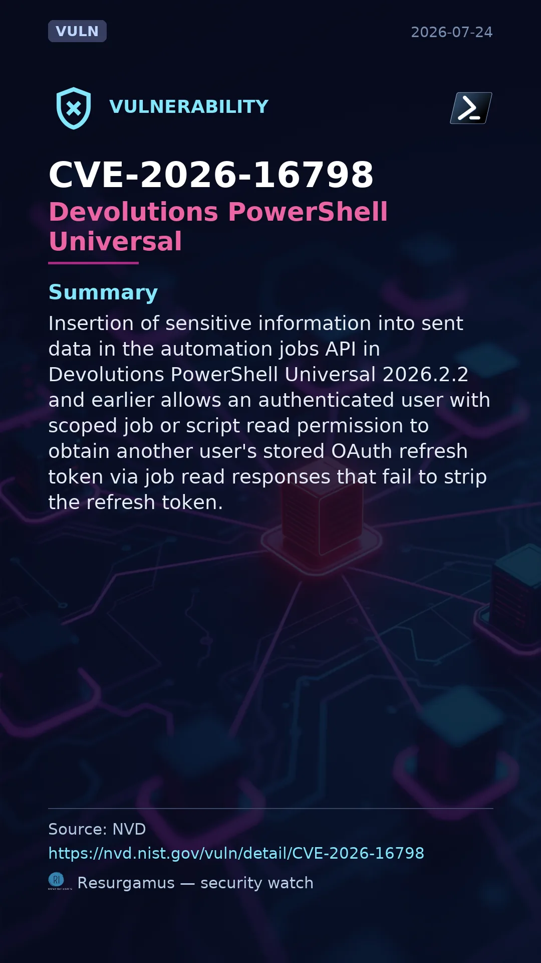 CVE-2026-16798 - Devolutions PowerShell Universal vulnerability