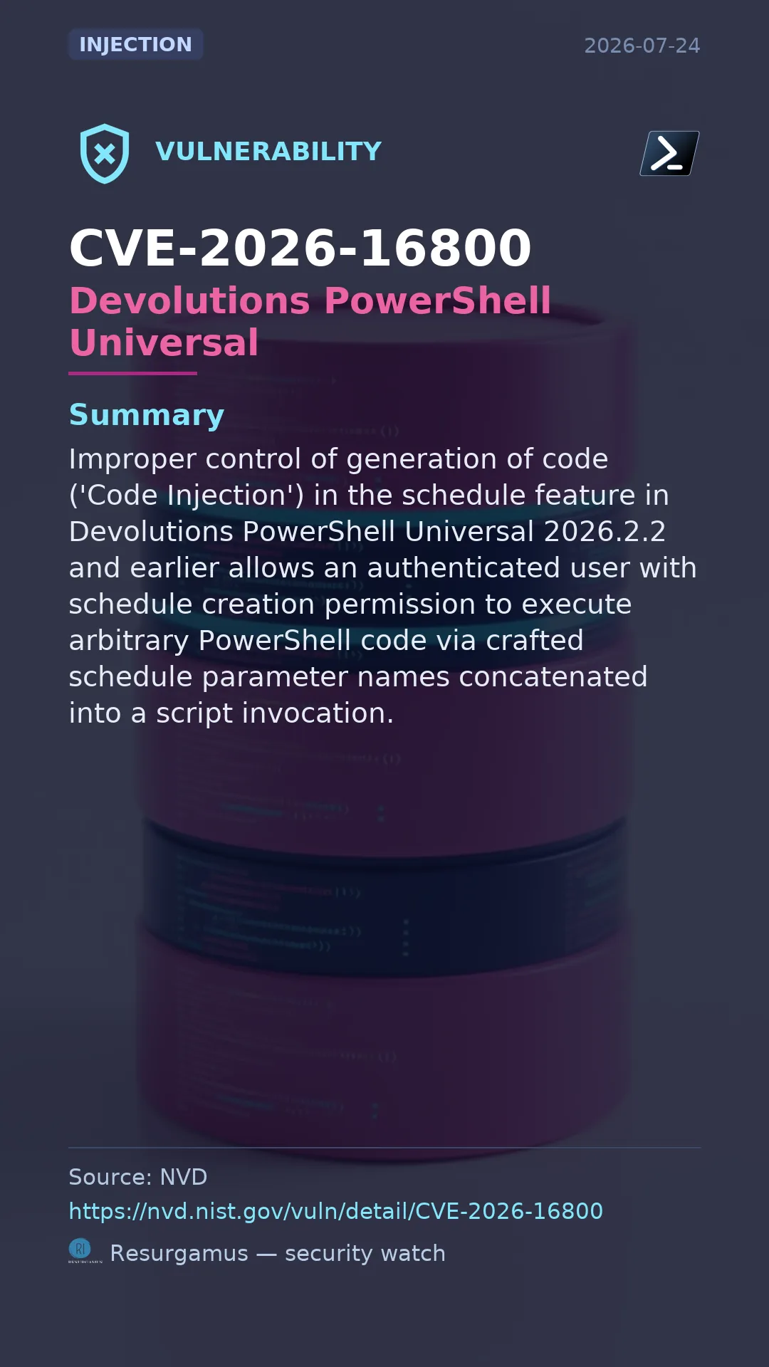 CVE-2026-16800 - Devolutions PowerShell Universal vulnerability