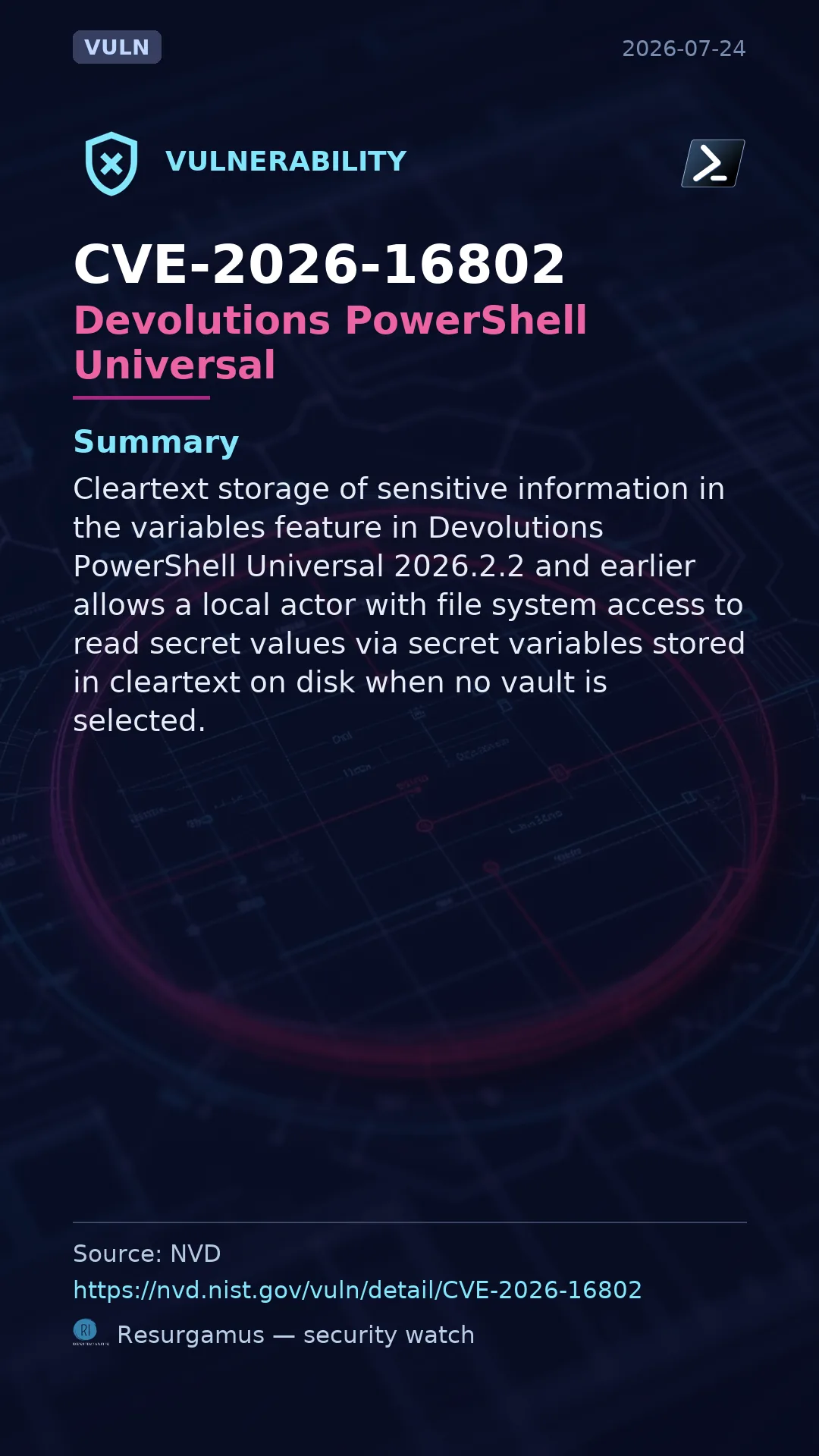 CVE-2026-16802 - Devolutions PowerShell Universal vulnerability