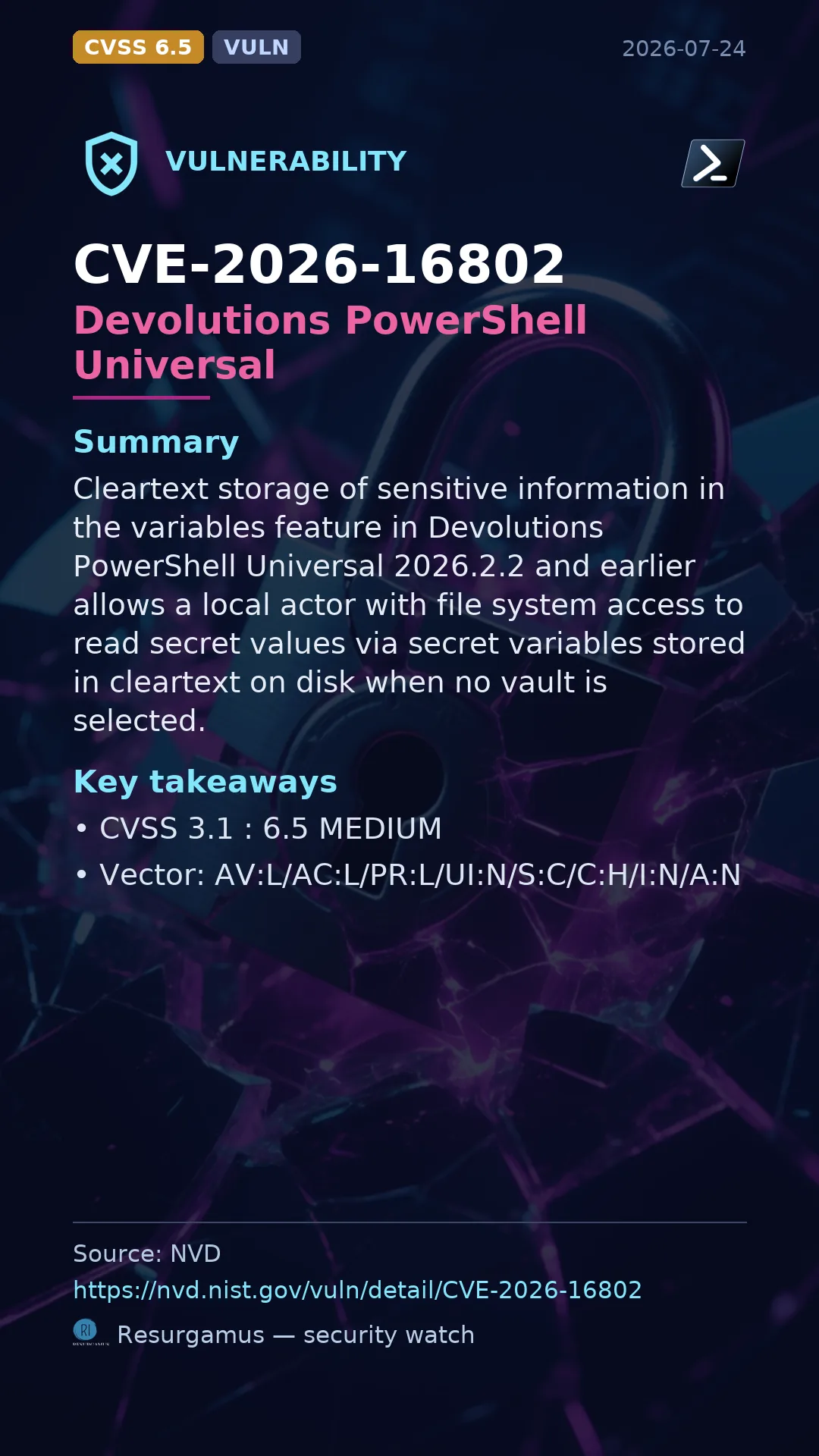 CVE-2026-16802 - Devolutions PowerShell Universal vulnerability