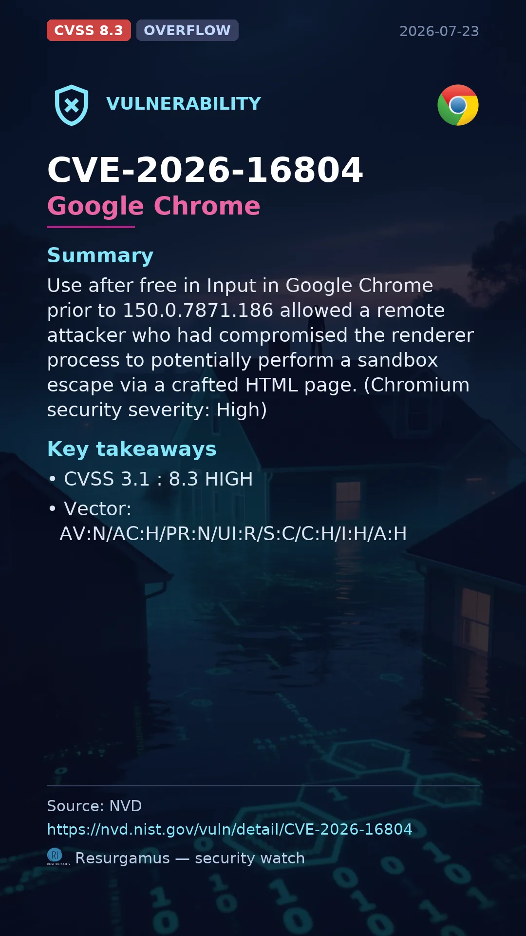 CVE-2026-16804 - Google Chrome vulnerability