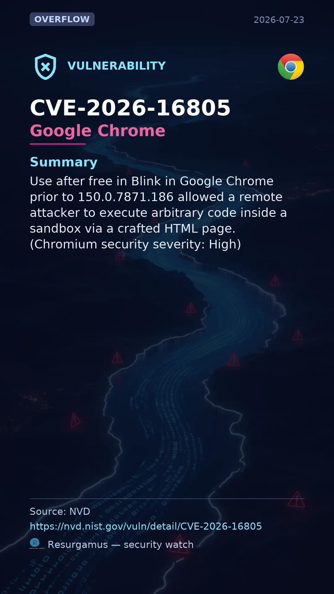 CVE-2026-16805 - Google Chrome vulnerability
