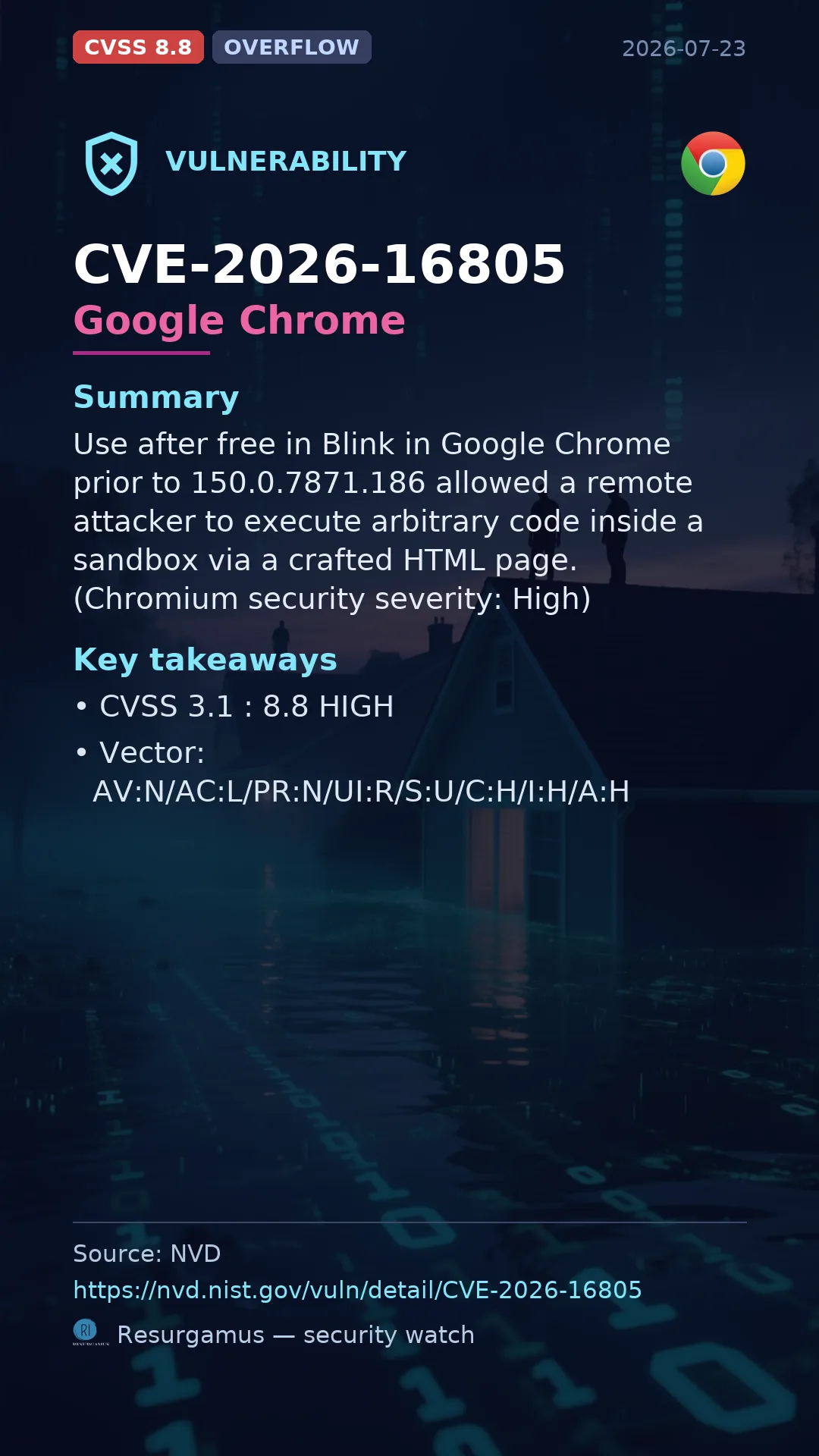 CVE-2026-16805 - Google Chrome vulnerability