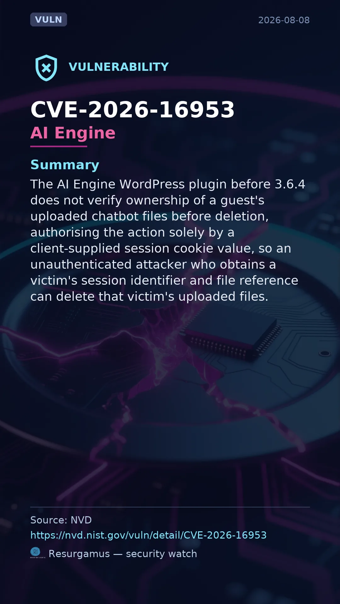 CVE-2026-16953 AI Engine Vulnerability