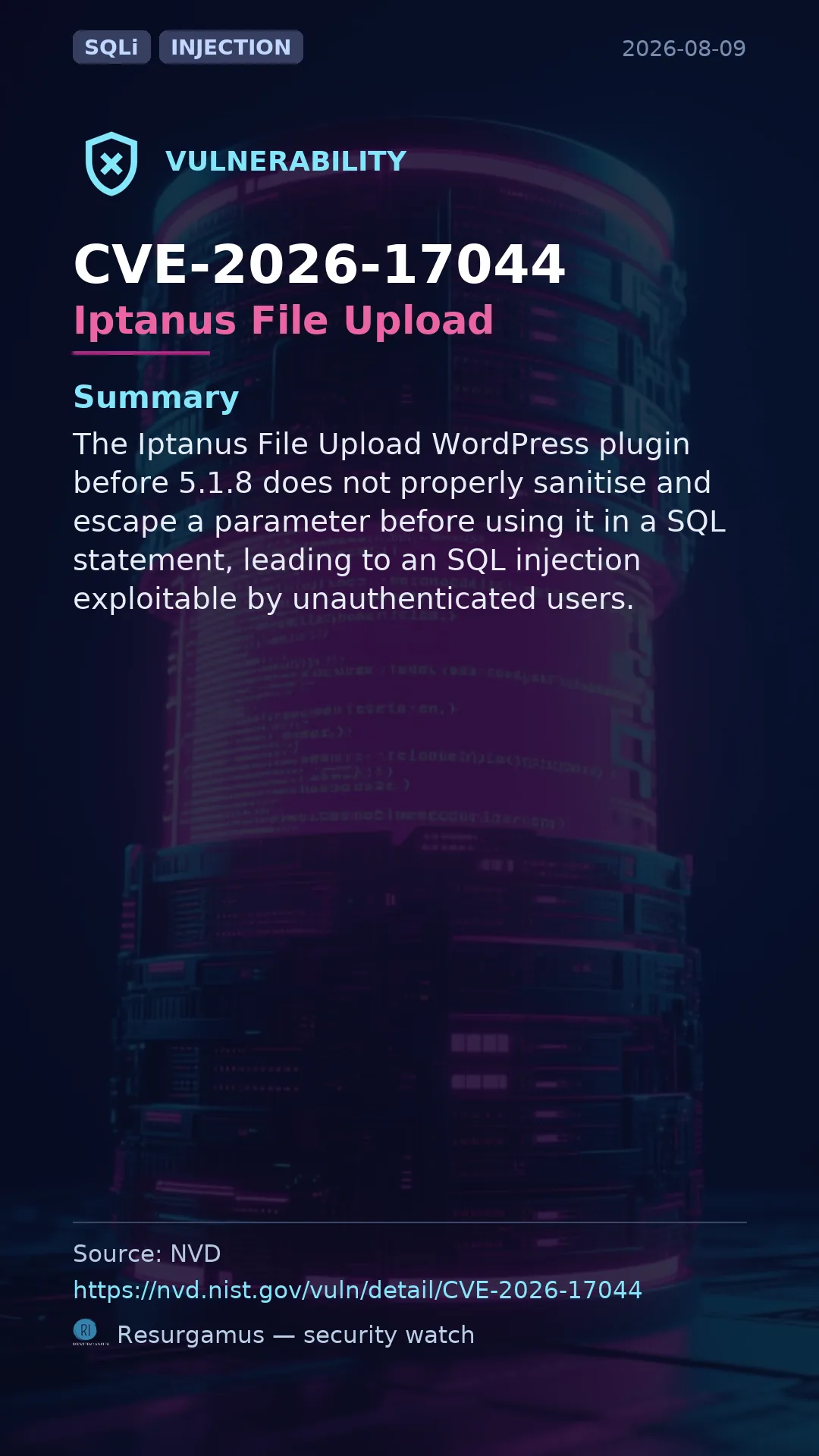 CVE-2026-17044 Iptanus File Upload Vulnerability