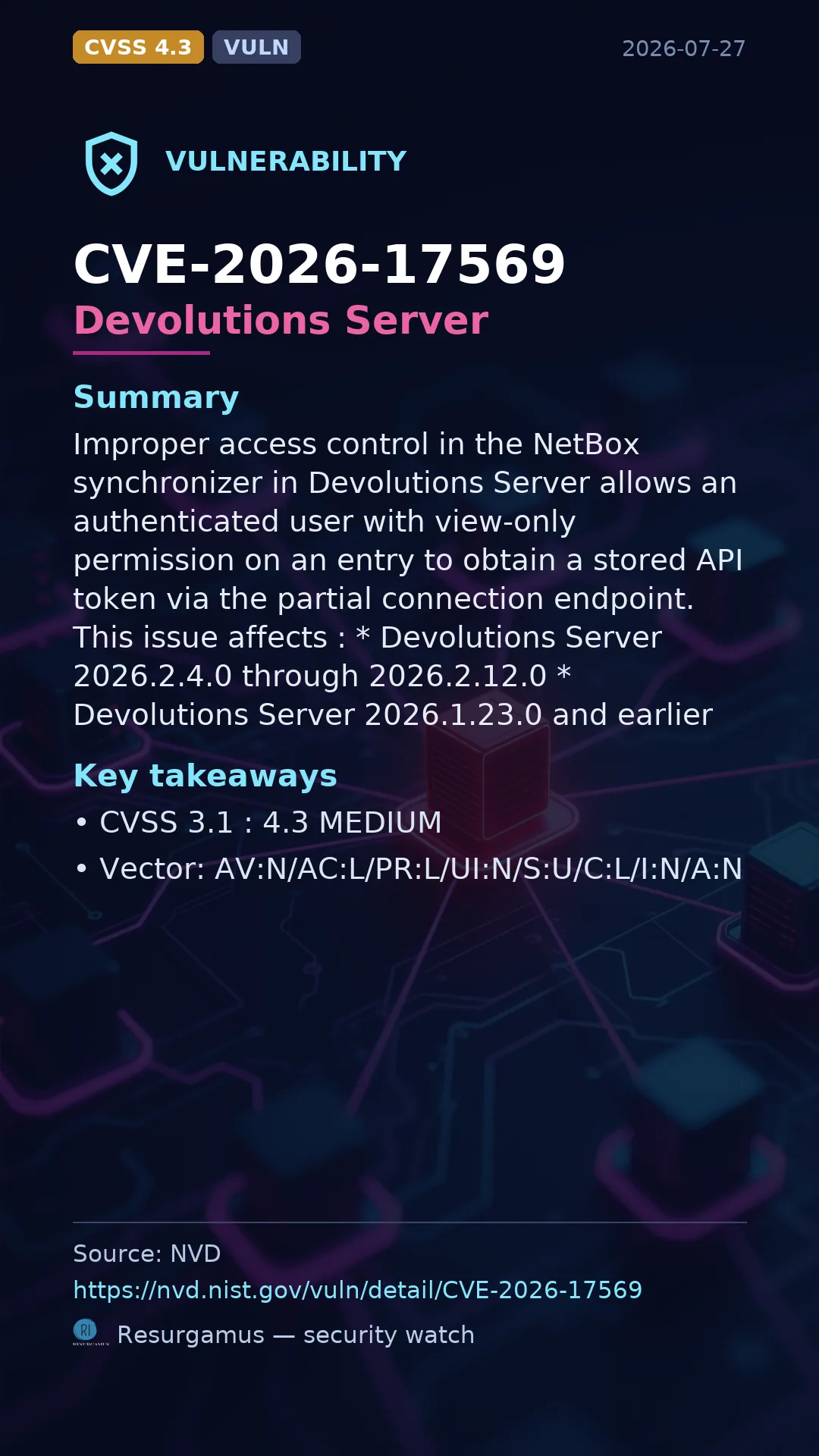 CVE-2026-17569 Devolutions Server Vulnerability
