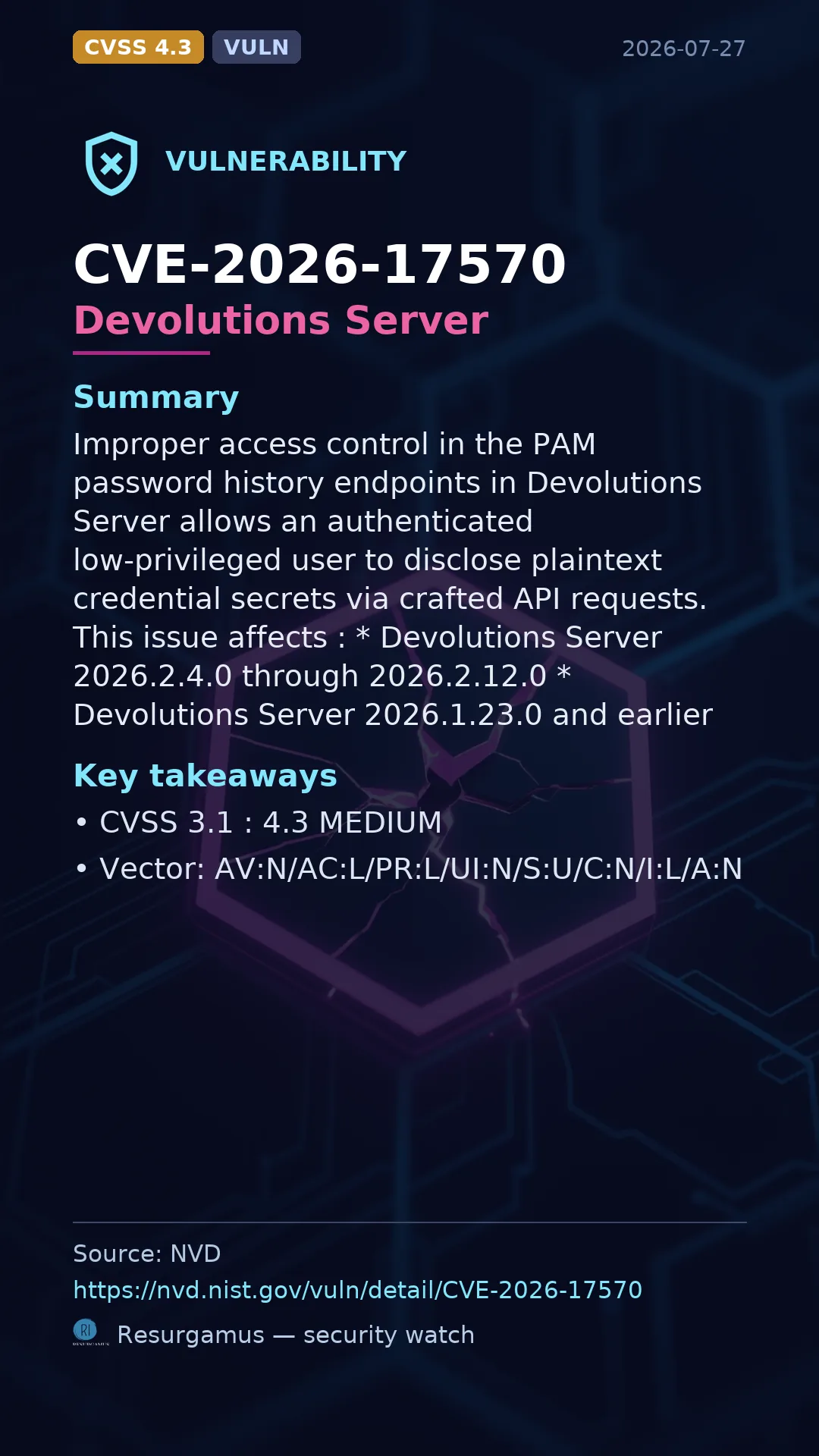 CVE-2026-17570 Devolutions Server Vulnerability
