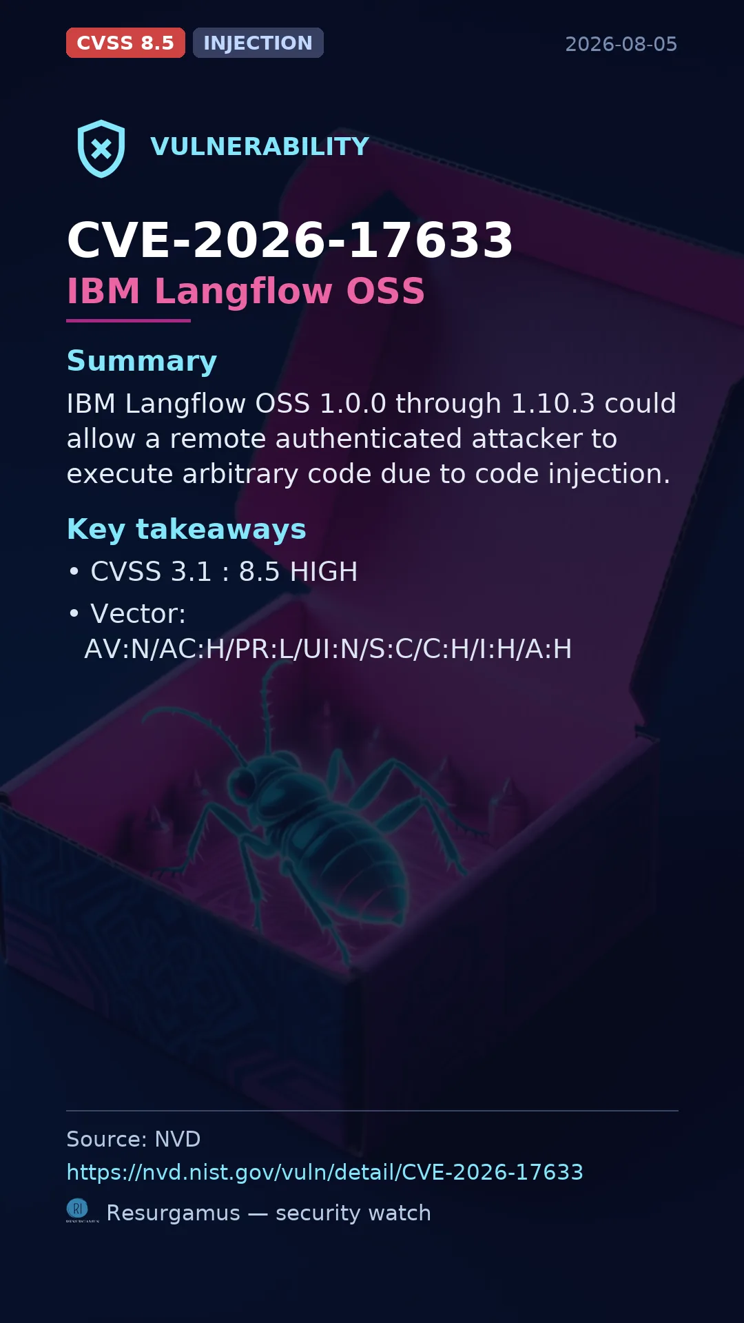 CVE-2026-17633 IBM Langflow OSS Vulnerability