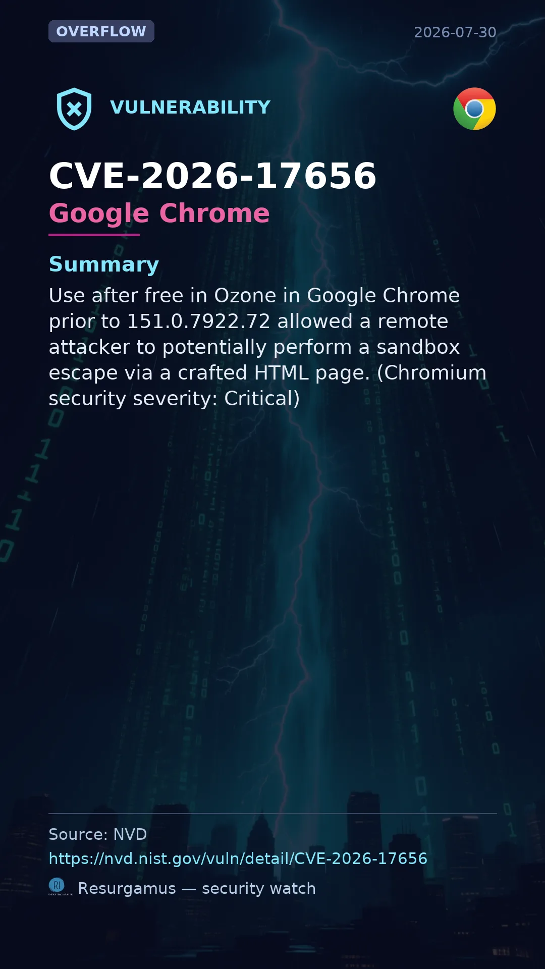 CVE-2026-17656 Google Chrome Vulnerability