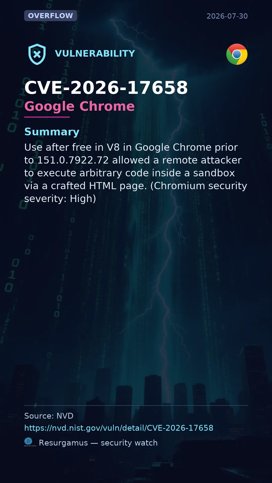 CVE-2026-17658 Google Chrome Vulnerability