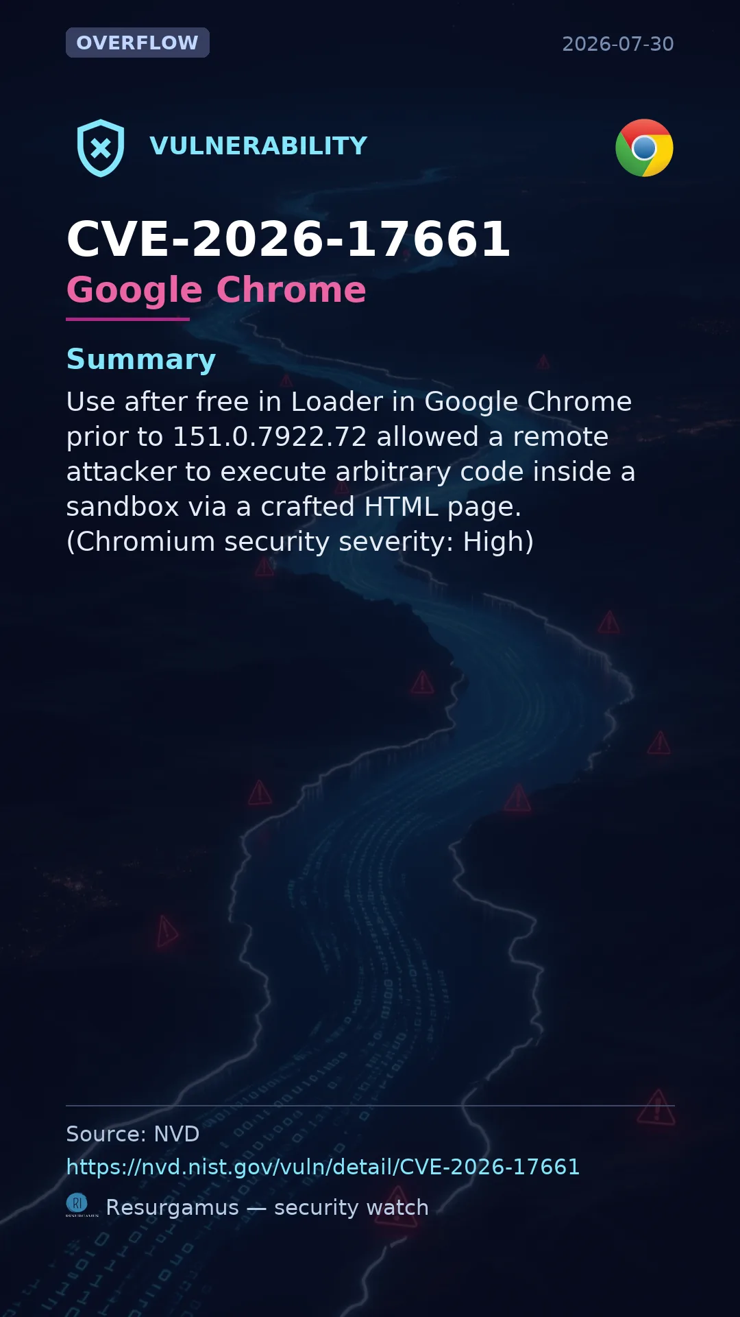 CVE-2026-17661 Google Chrome Vulnerability