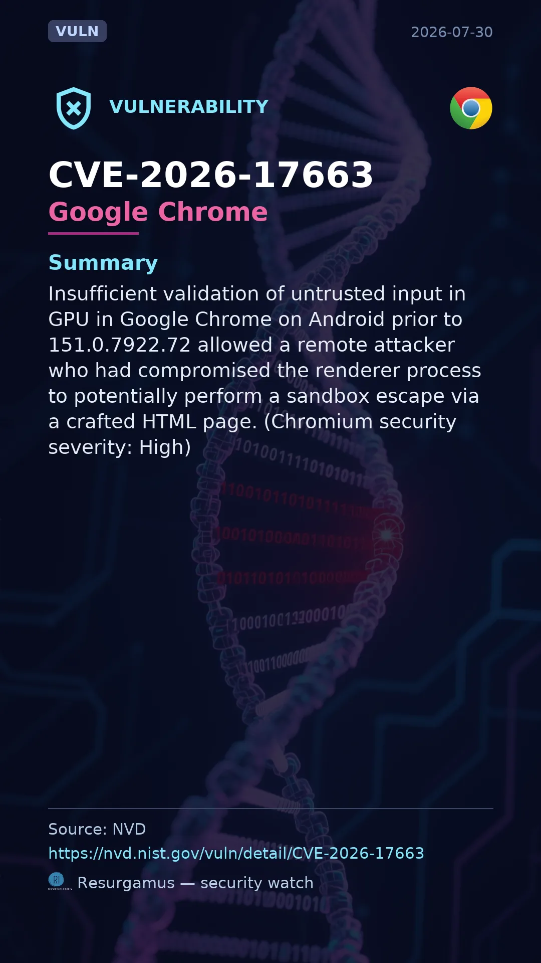 CVE-2026-17663 Google Chrome Vulnerability