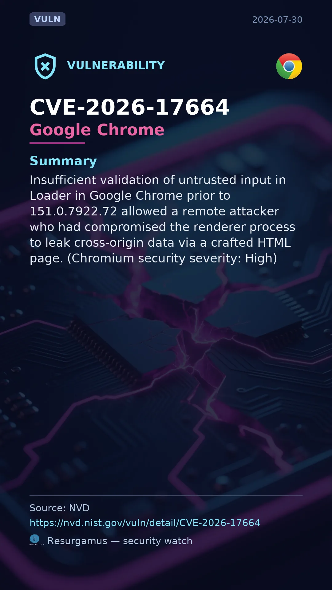 CVE-2026-17664 Google Chrome Vulnerability