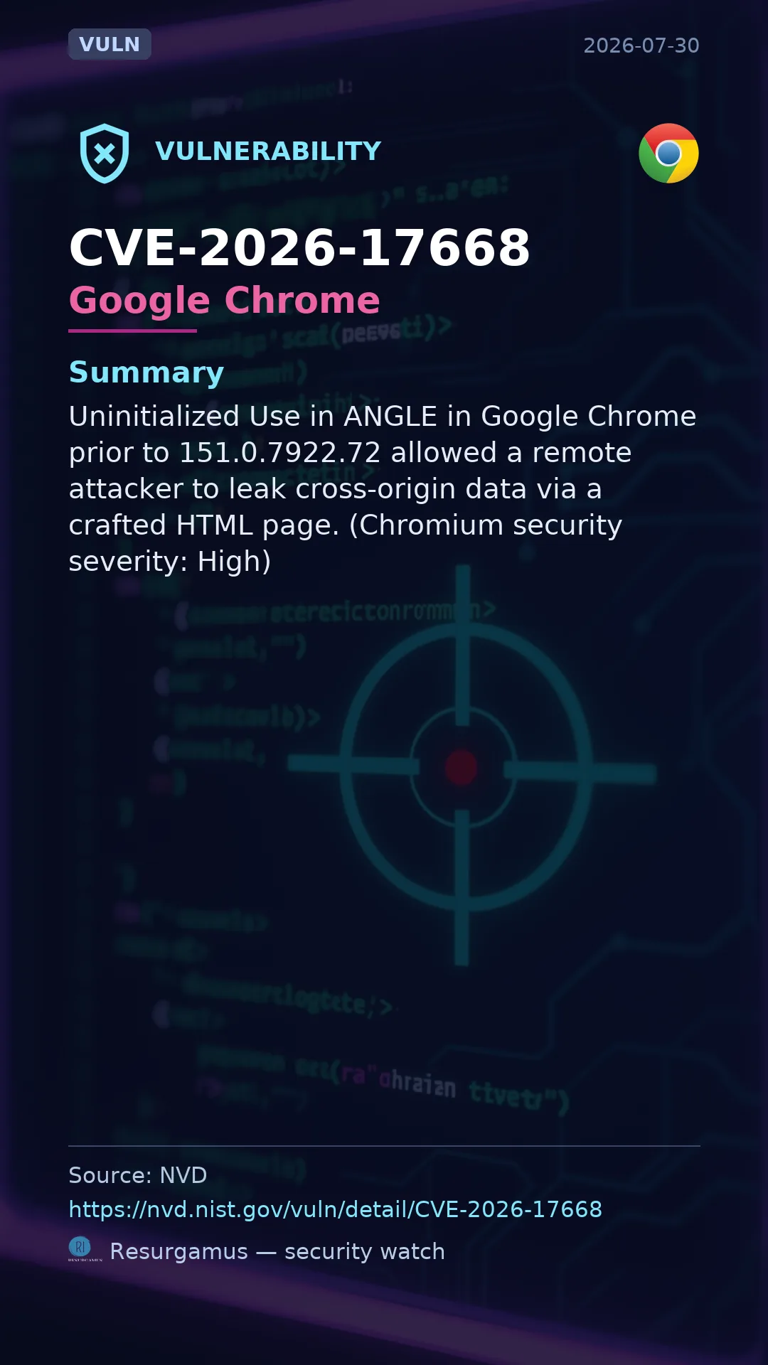 CVE-2026-17668 Google Chrome Vulnerability