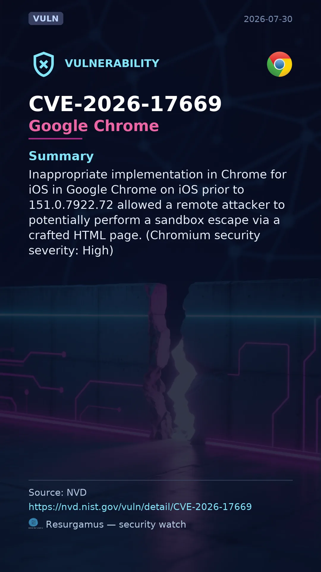 CVE-2026-17669 Google Chrome Vulnerability