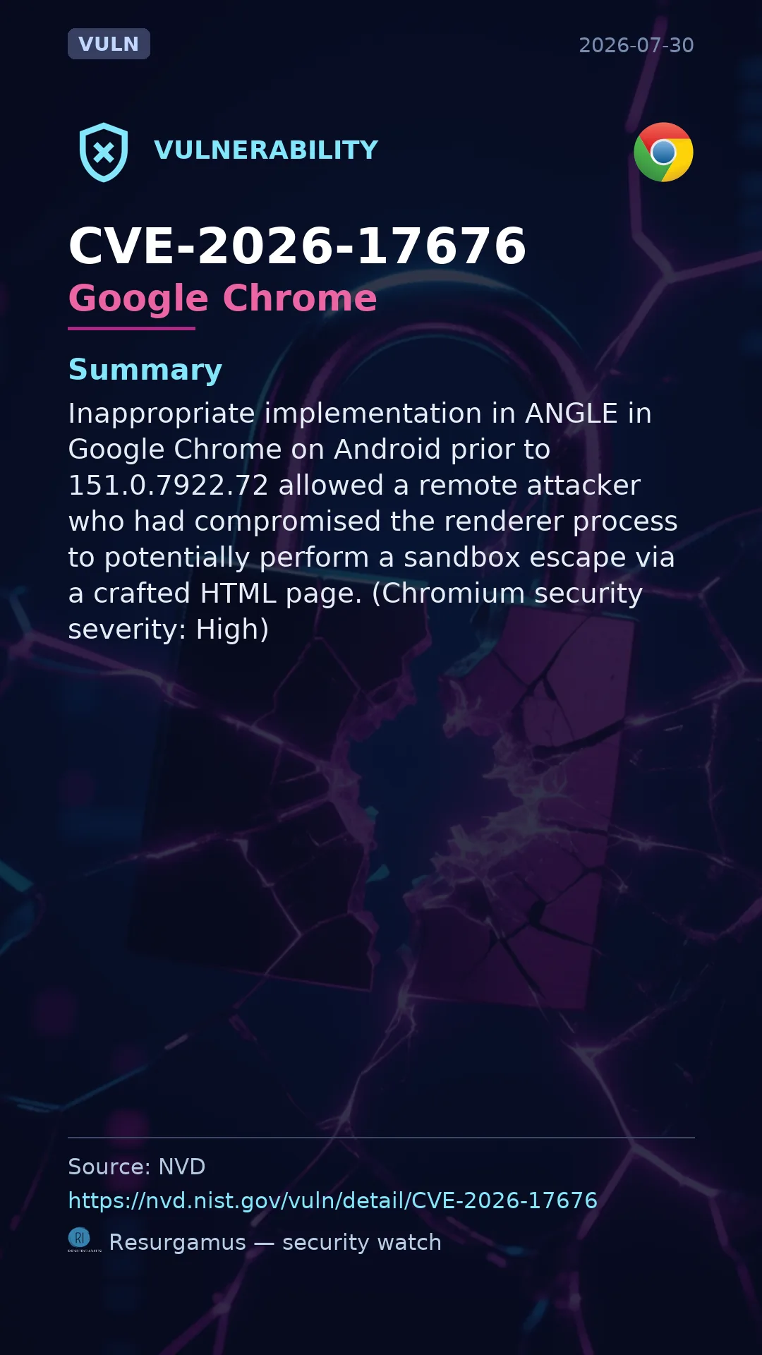 CVE-2026-17676 Google Chrome Vulnerability