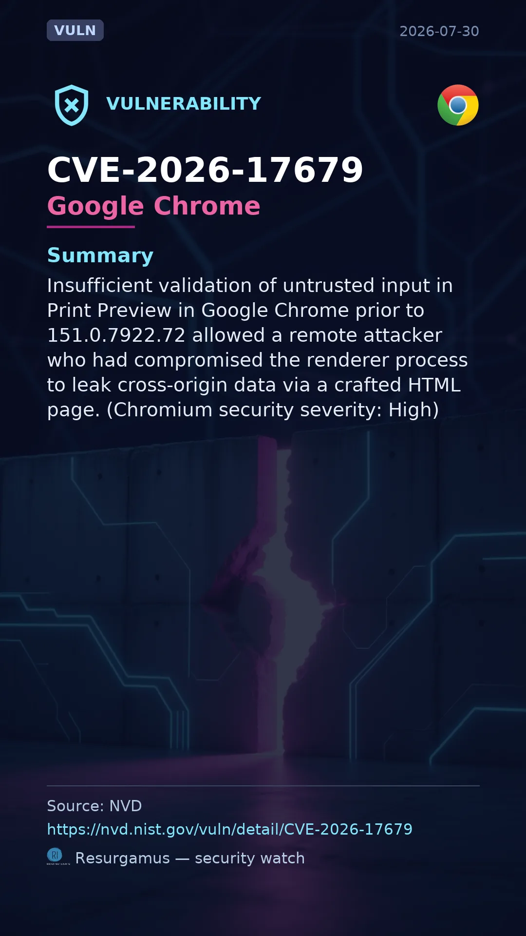 CVE-2026-17679 Google Chrome Vulnerability