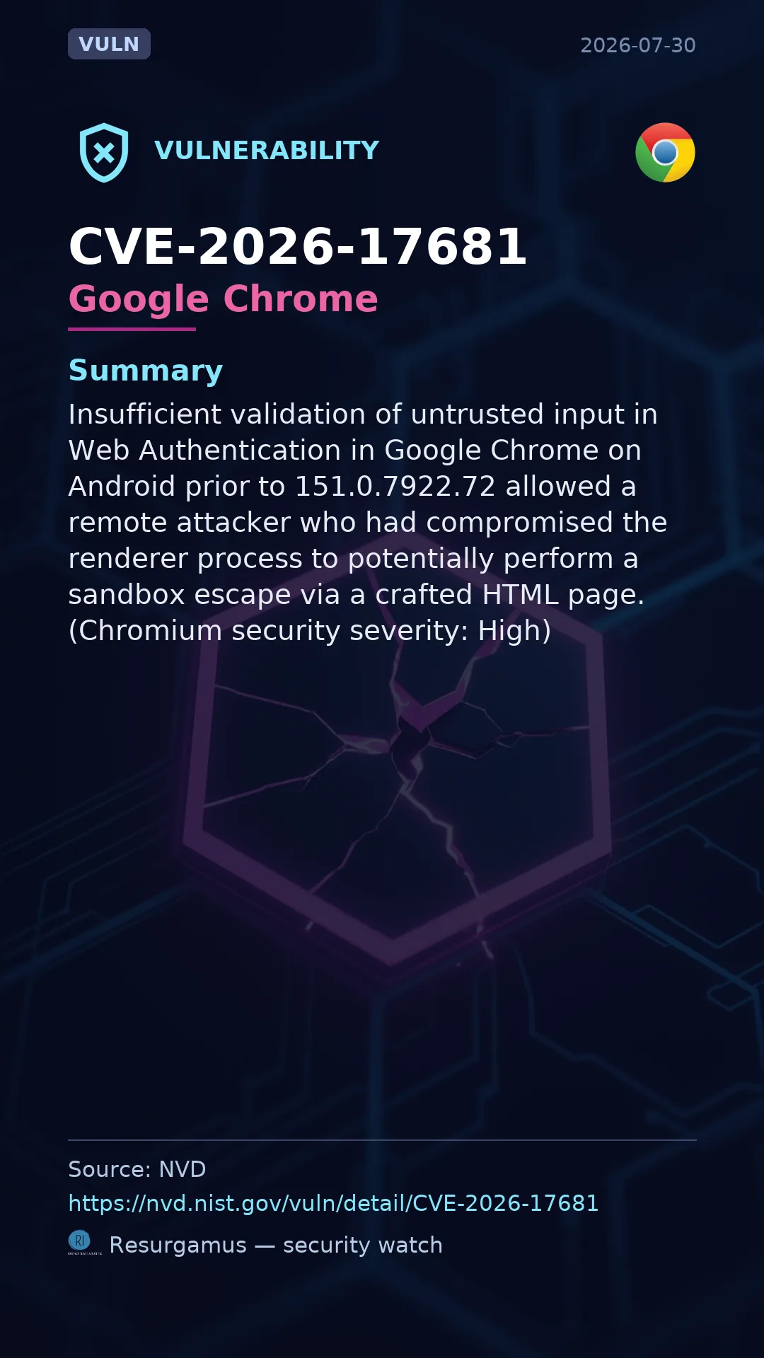 CVE-2026-17681 Google Chrome Vulnerability