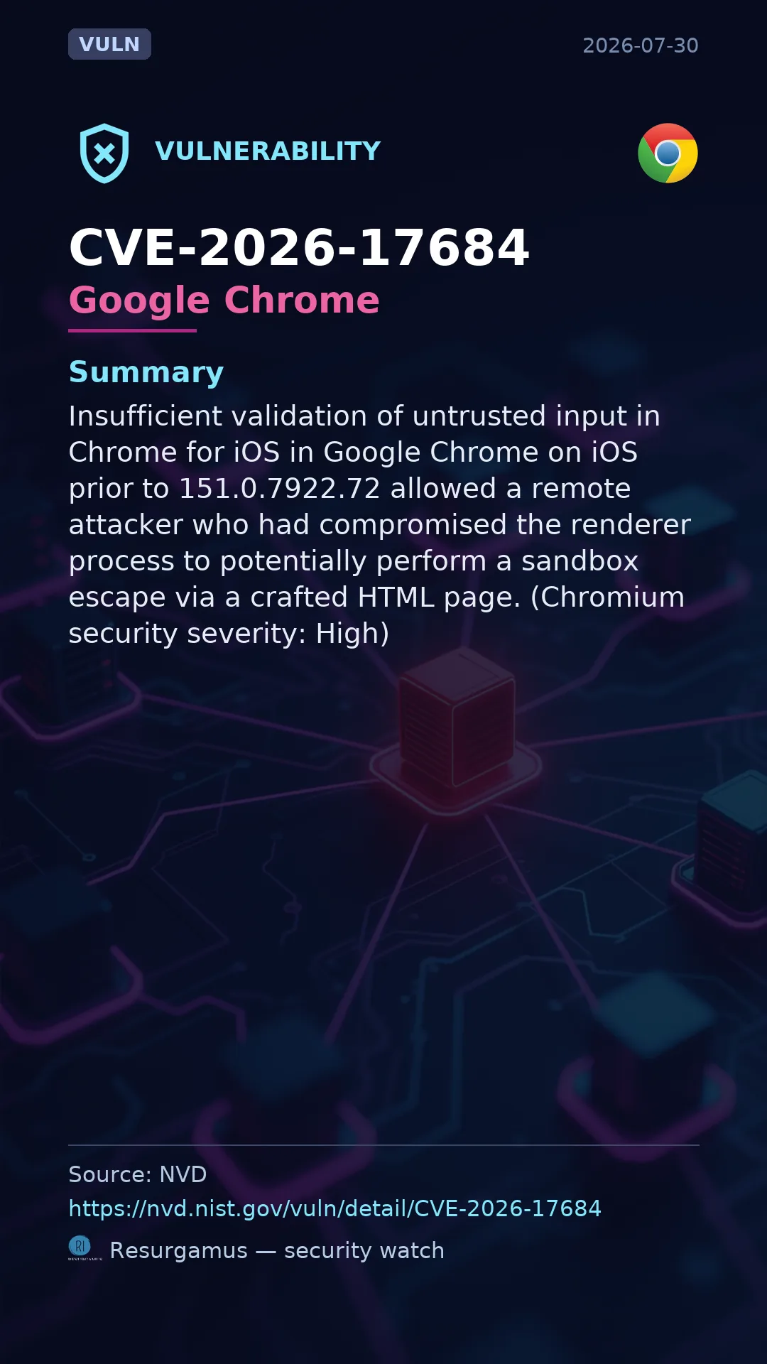 CVE-2026-17684 Google Chrome Vulnerability