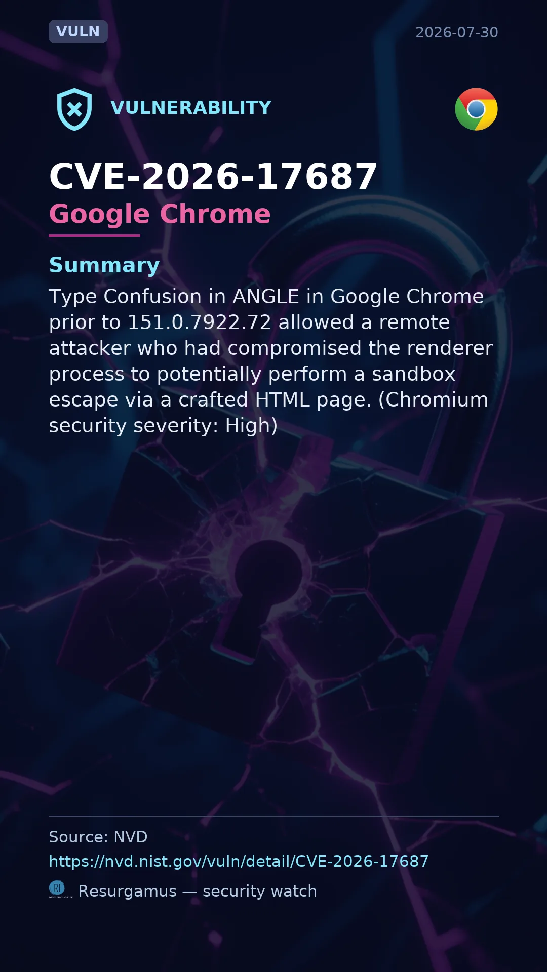 CVE-2026-17687 Google Chrome Vulnerability