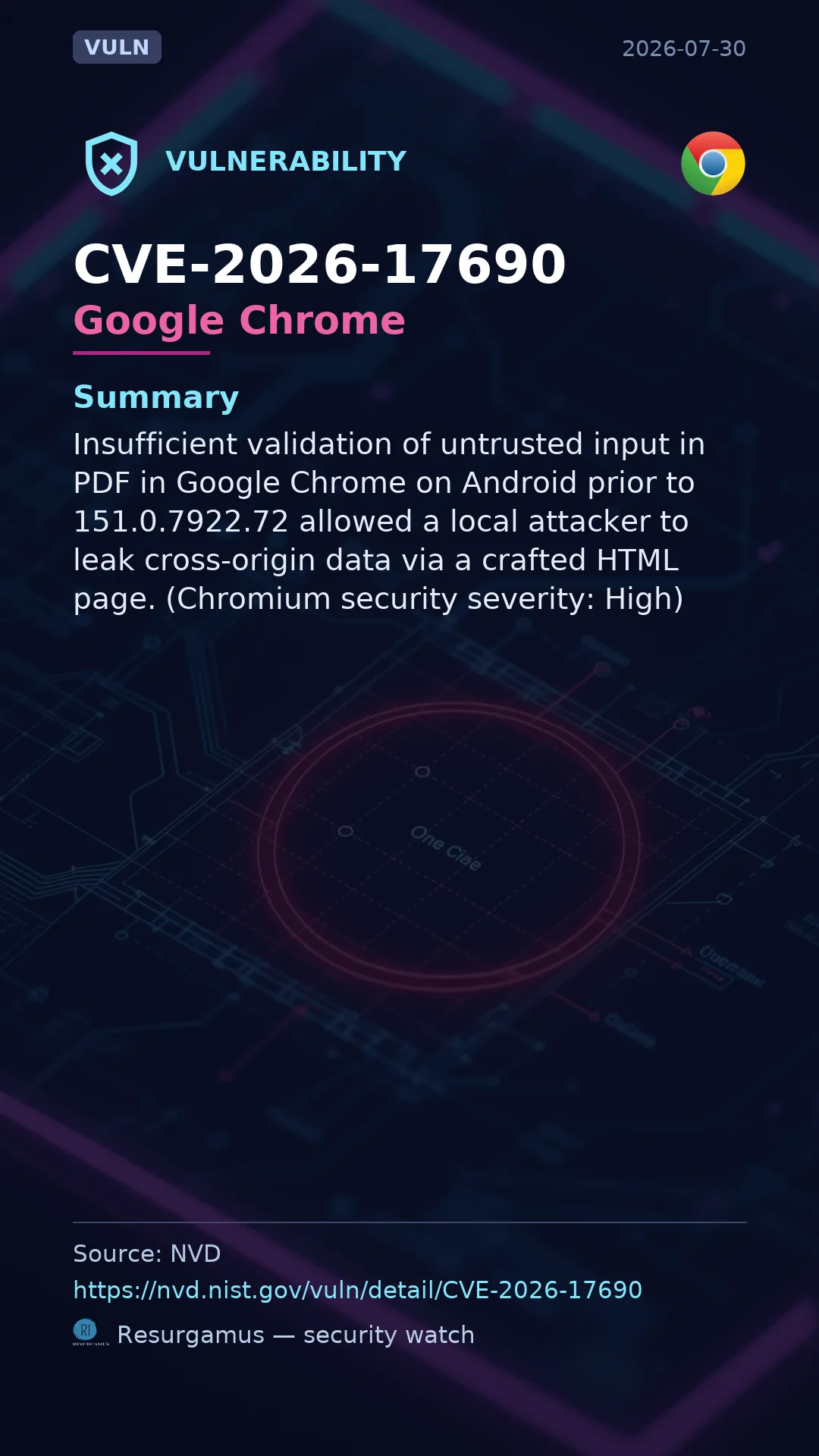 CVE-2026-17690 Google Chrome Vulnerability