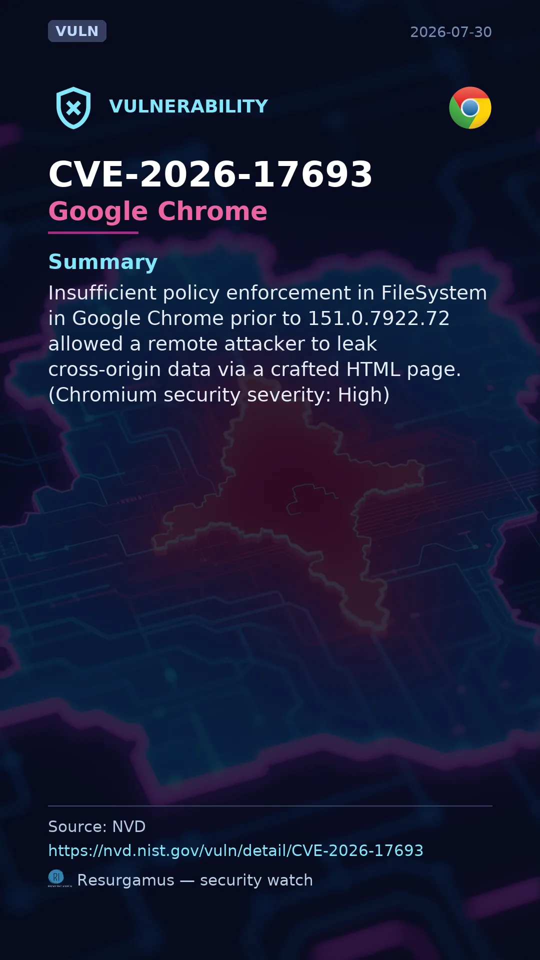 CVE-2026-17693 Google Chrome Vulnerability