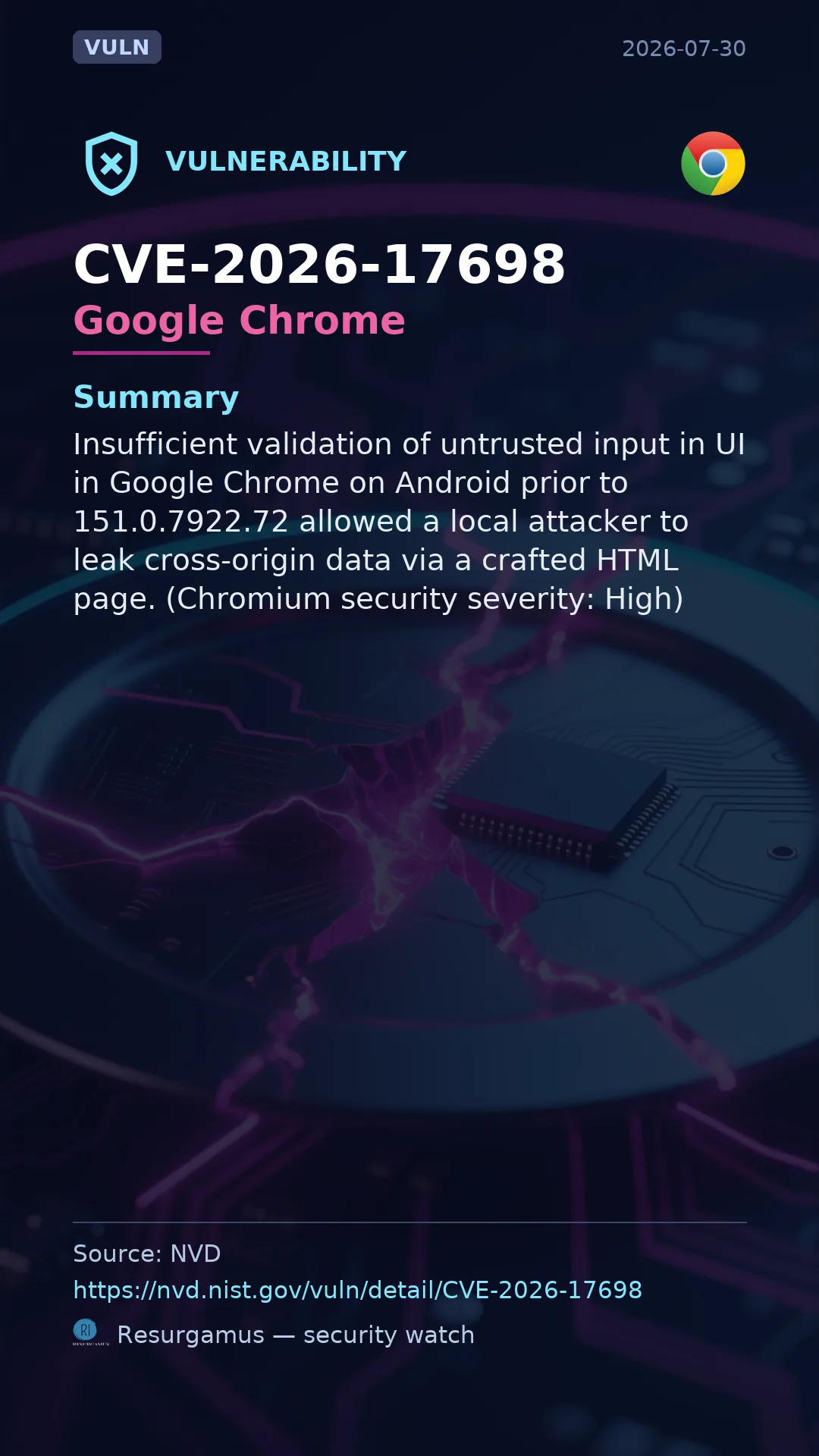 CVE-2026-17698 Google Chrome Vulnerability