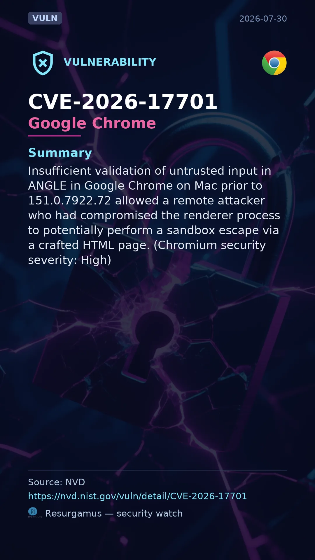 CVE-2026-17701 Google Chrome Vulnerability