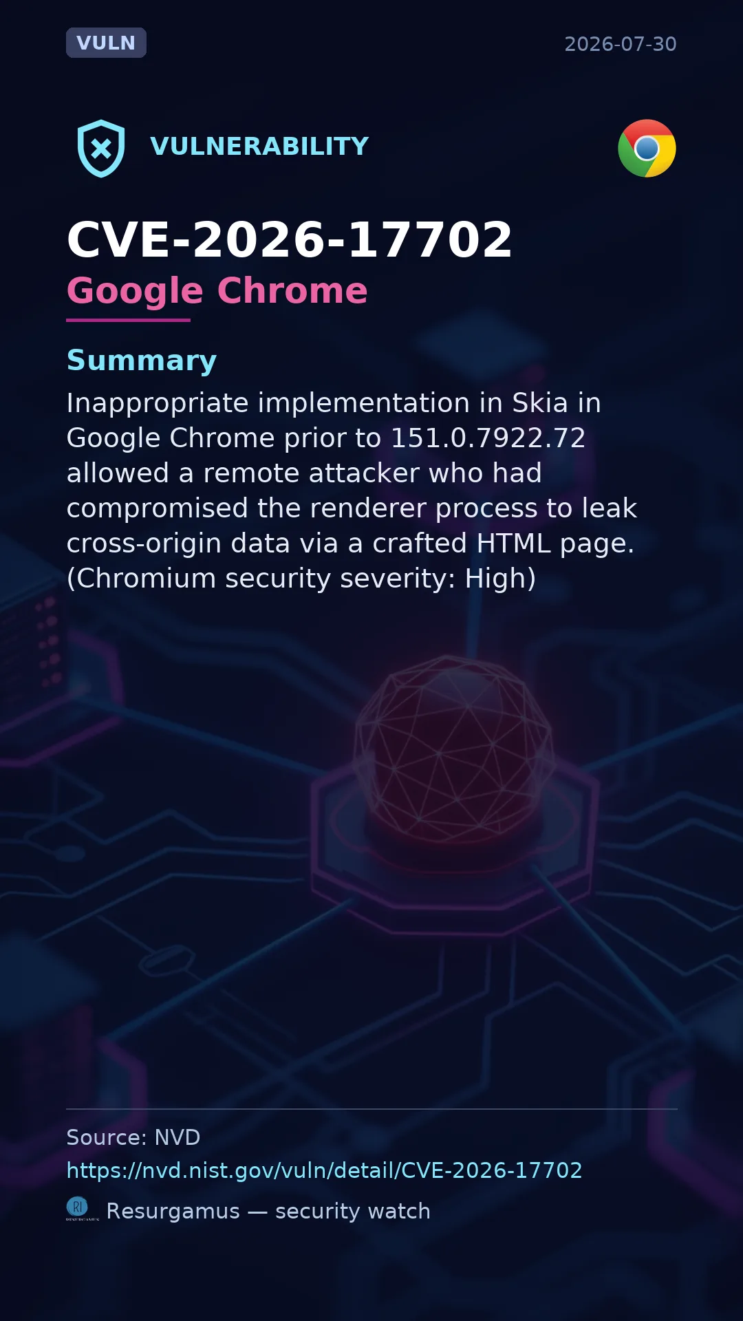 CVE-2026-17702 Google Chrome Vulnerability