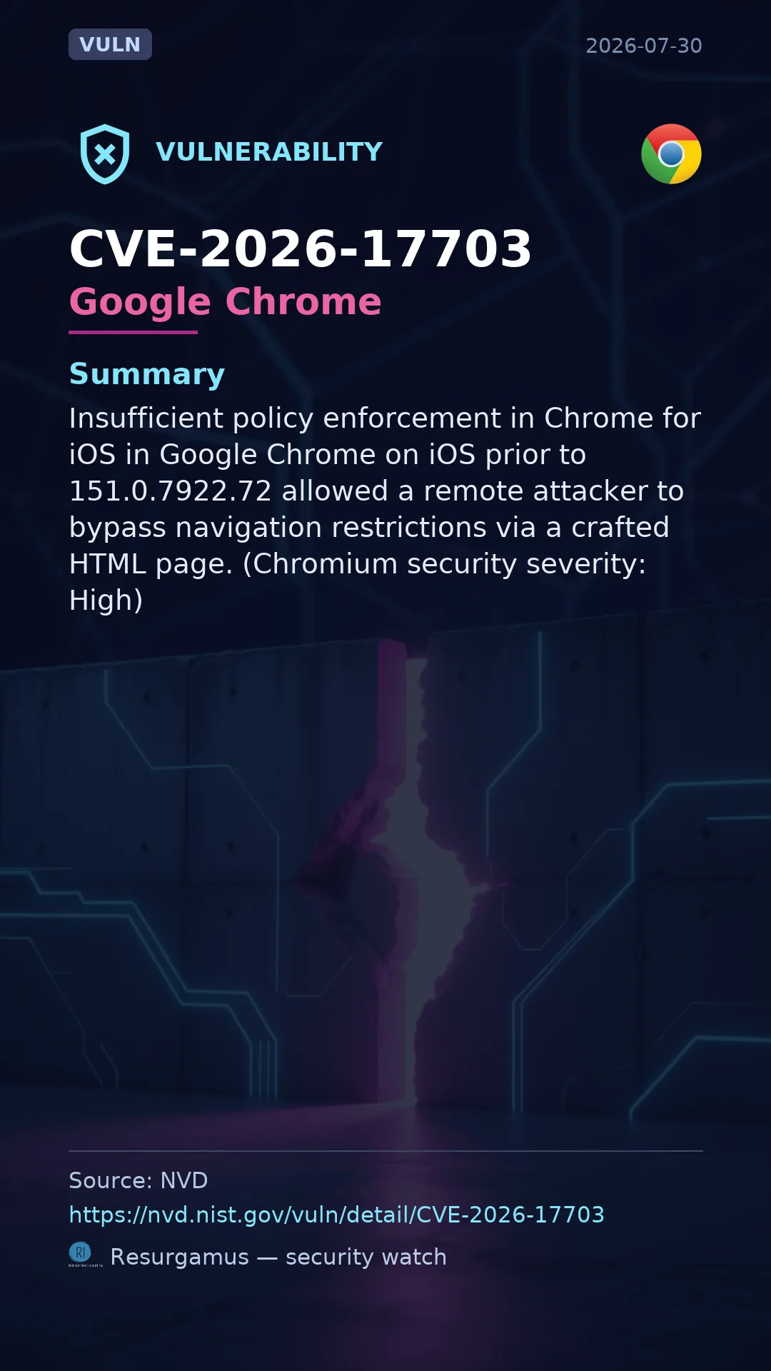 CVE-2026-17703 Google Chrome Vulnerability