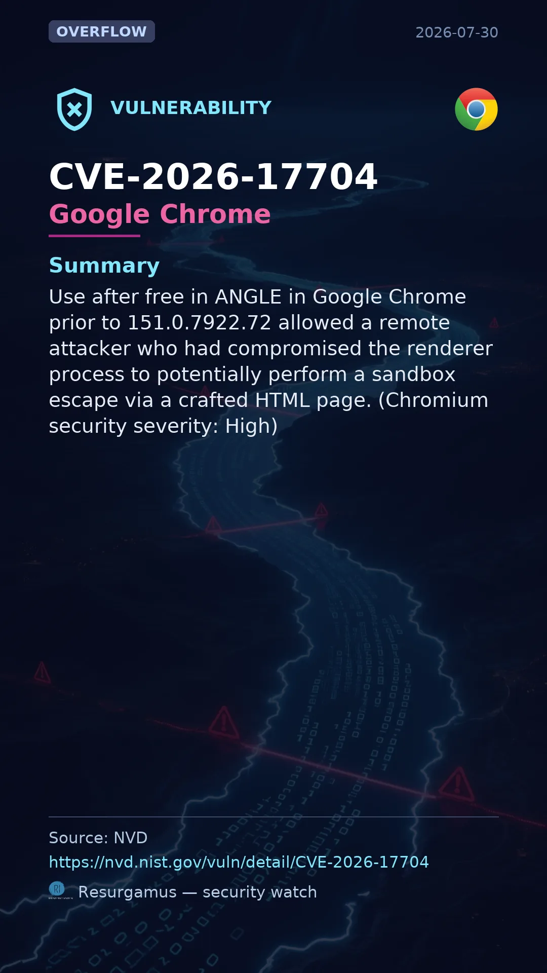 CVE-2026-17704 Google Chrome Vulnerability