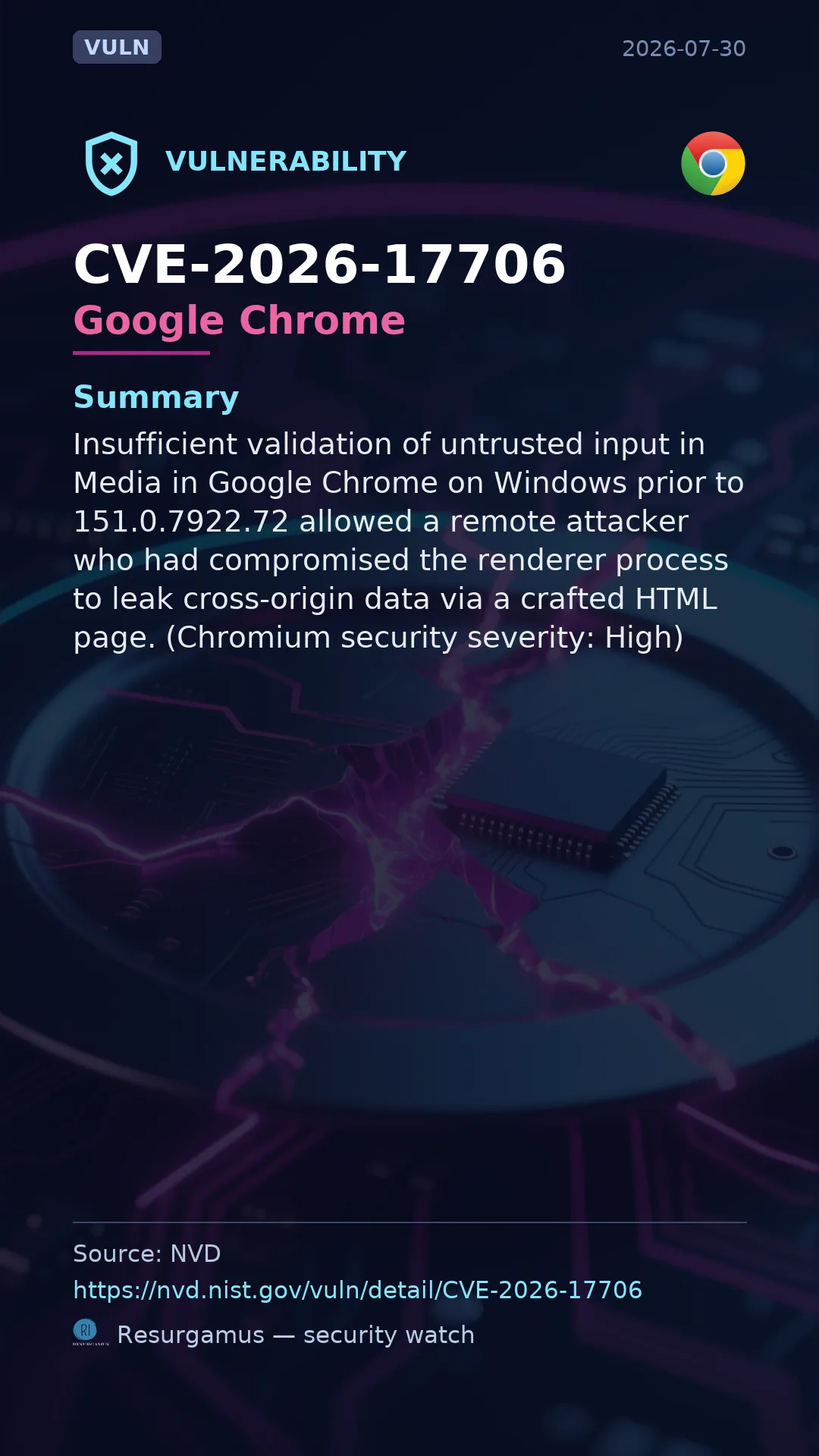 CVE-2026-17706 Google Chrome Vulnerability