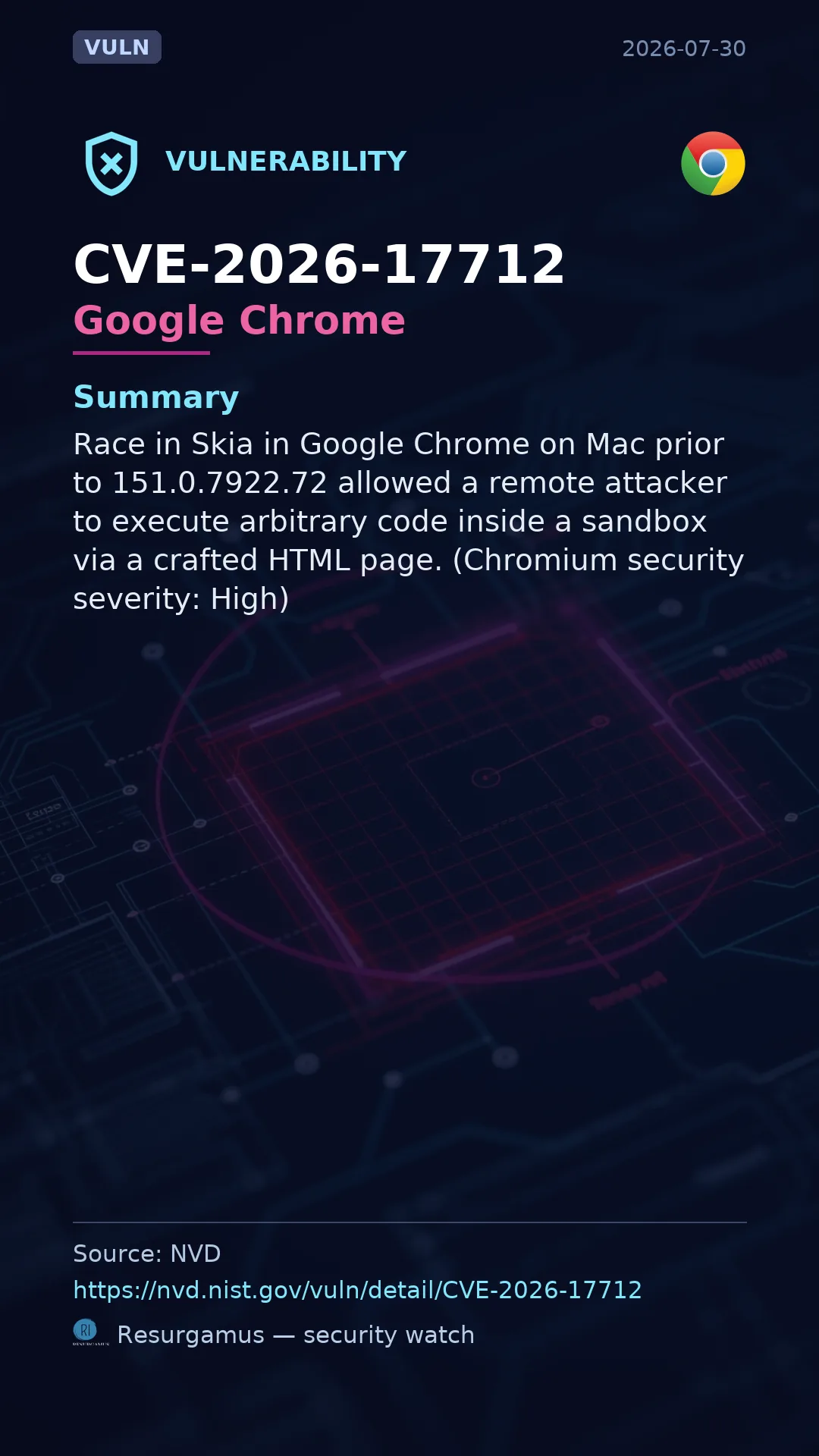 CVE-2026-17712 Google Chrome Vulnerability