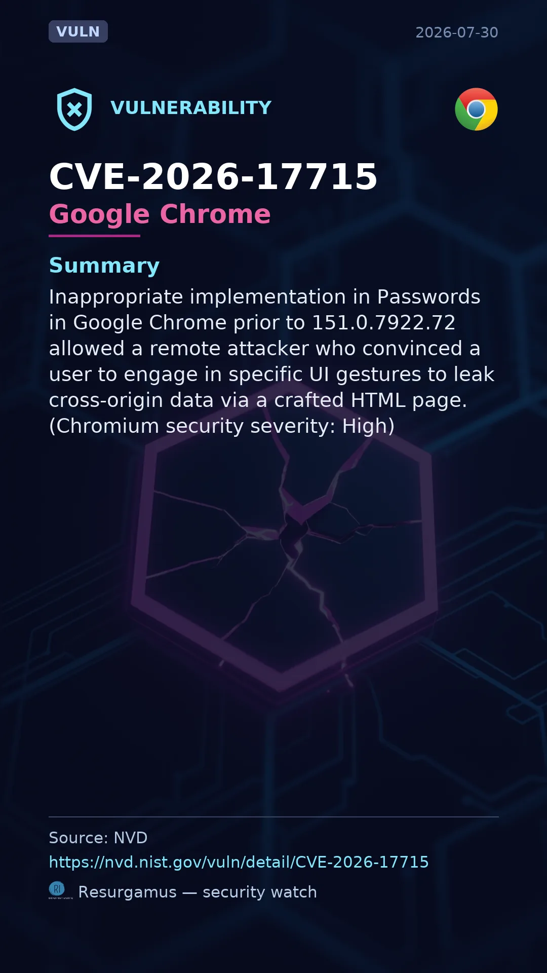 CVE-2026-17715 Google Chrome Vulnerability