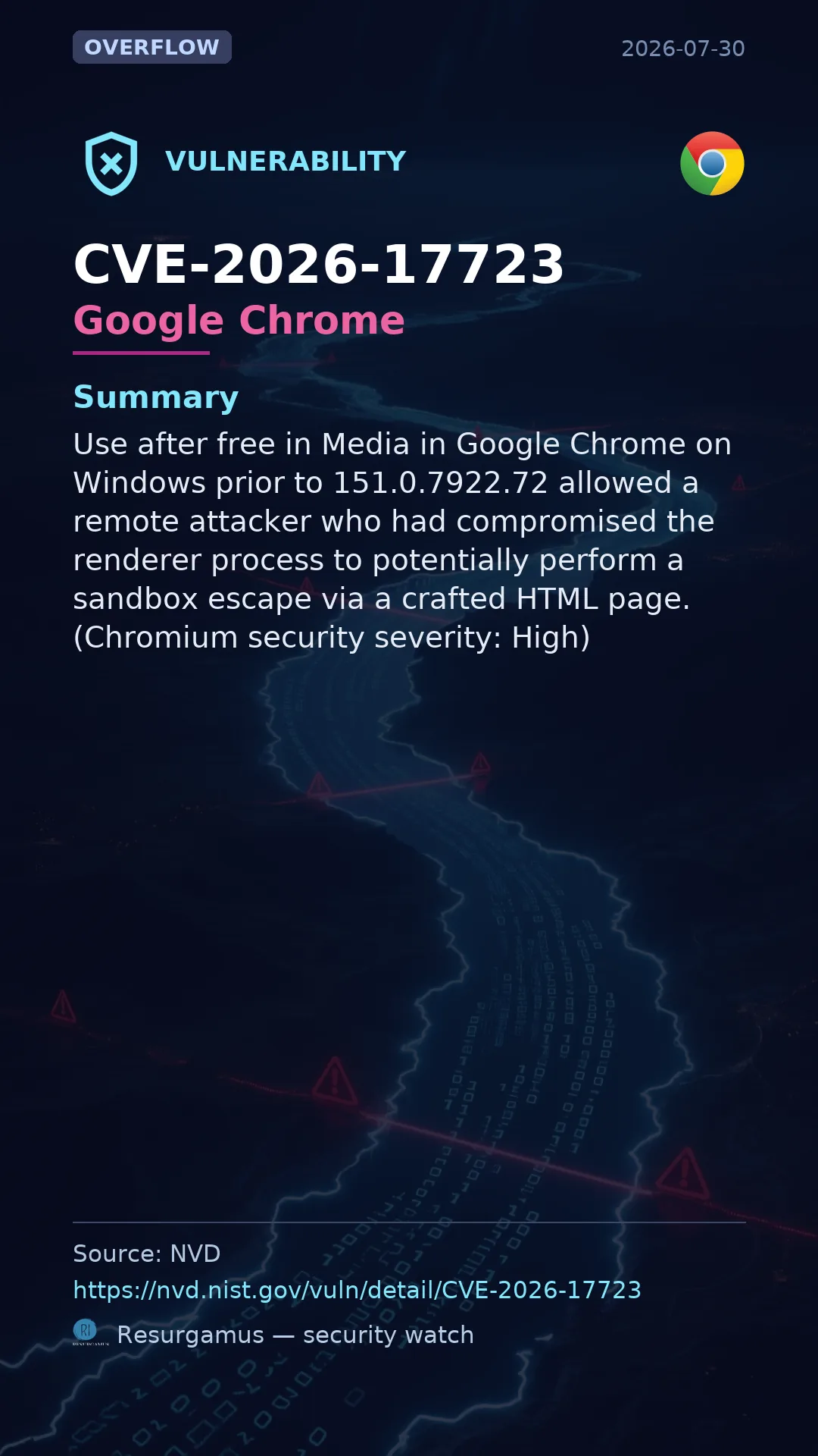 CVE-2026-17723 Google Chrome Vulnerability