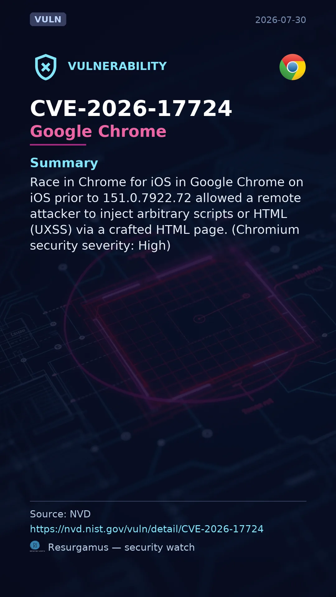 CVE-2026-17724 Google Chrome Vulnerability