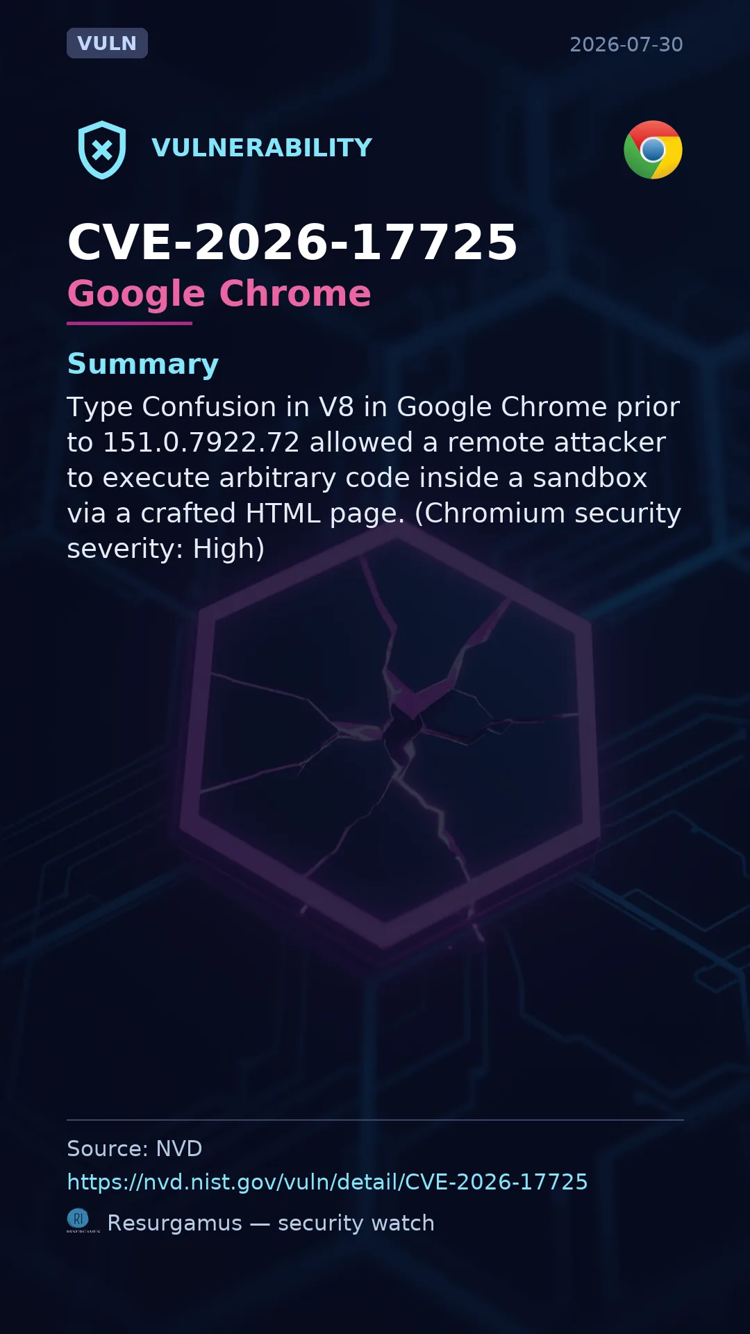 CVE-2026-17725 Google Chrome Vulnerability