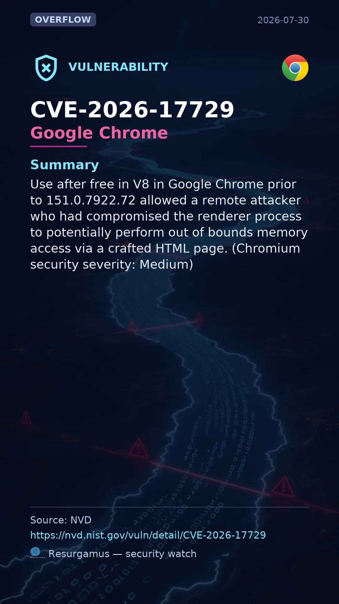 CVE-2026-17729 Google Chrome Vulnerability