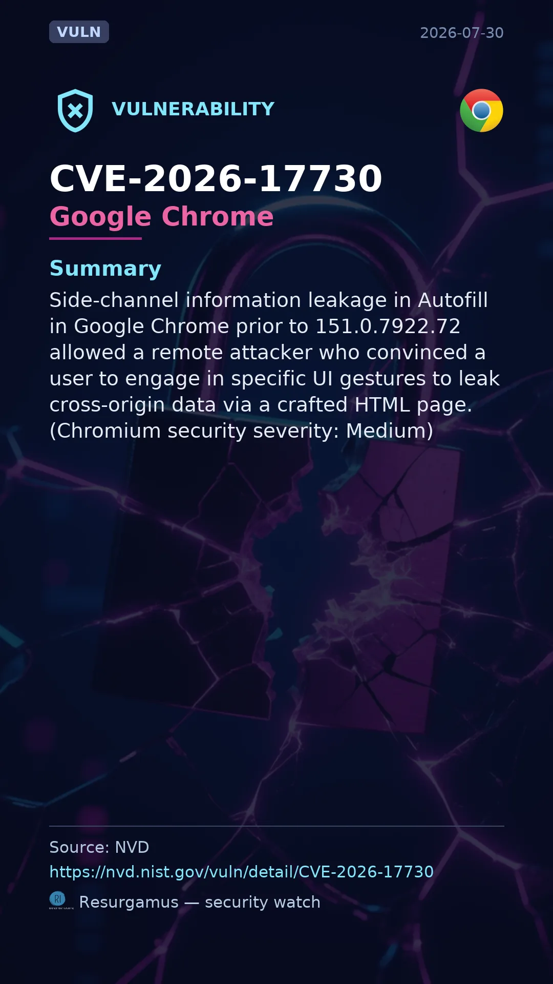 CVE-2026-17730 Google Chrome Vulnerability