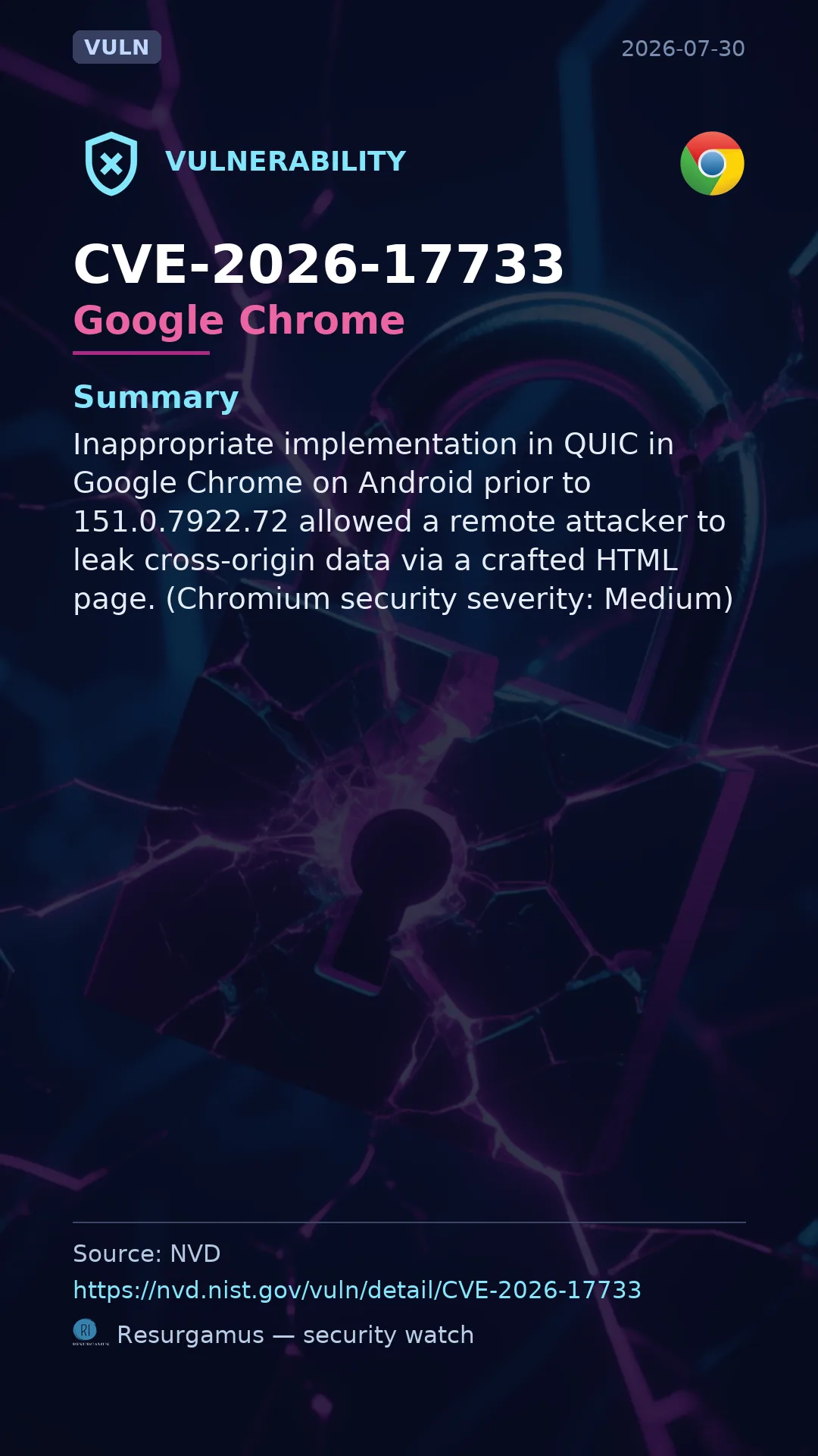 CVE-2026-17733 Google Chrome Vulnerability