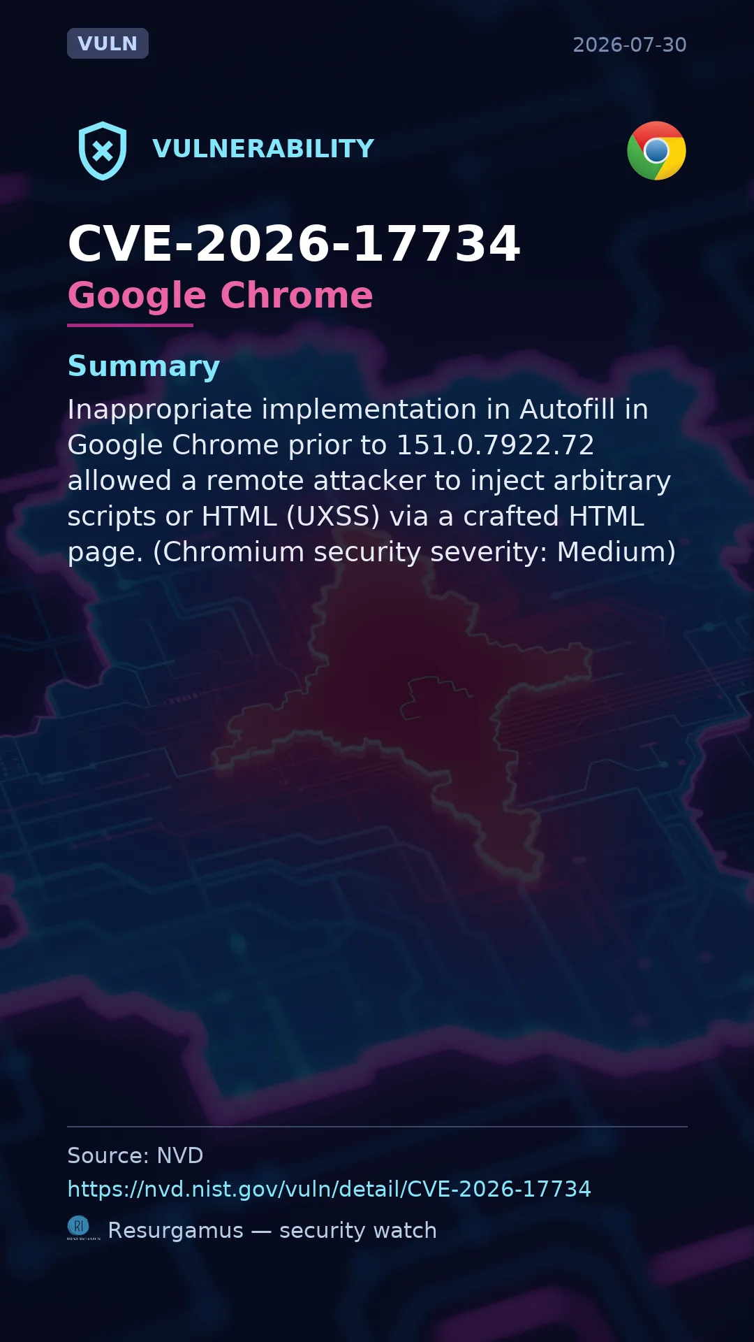 CVE-2026-17734 Google Chrome Vulnerability