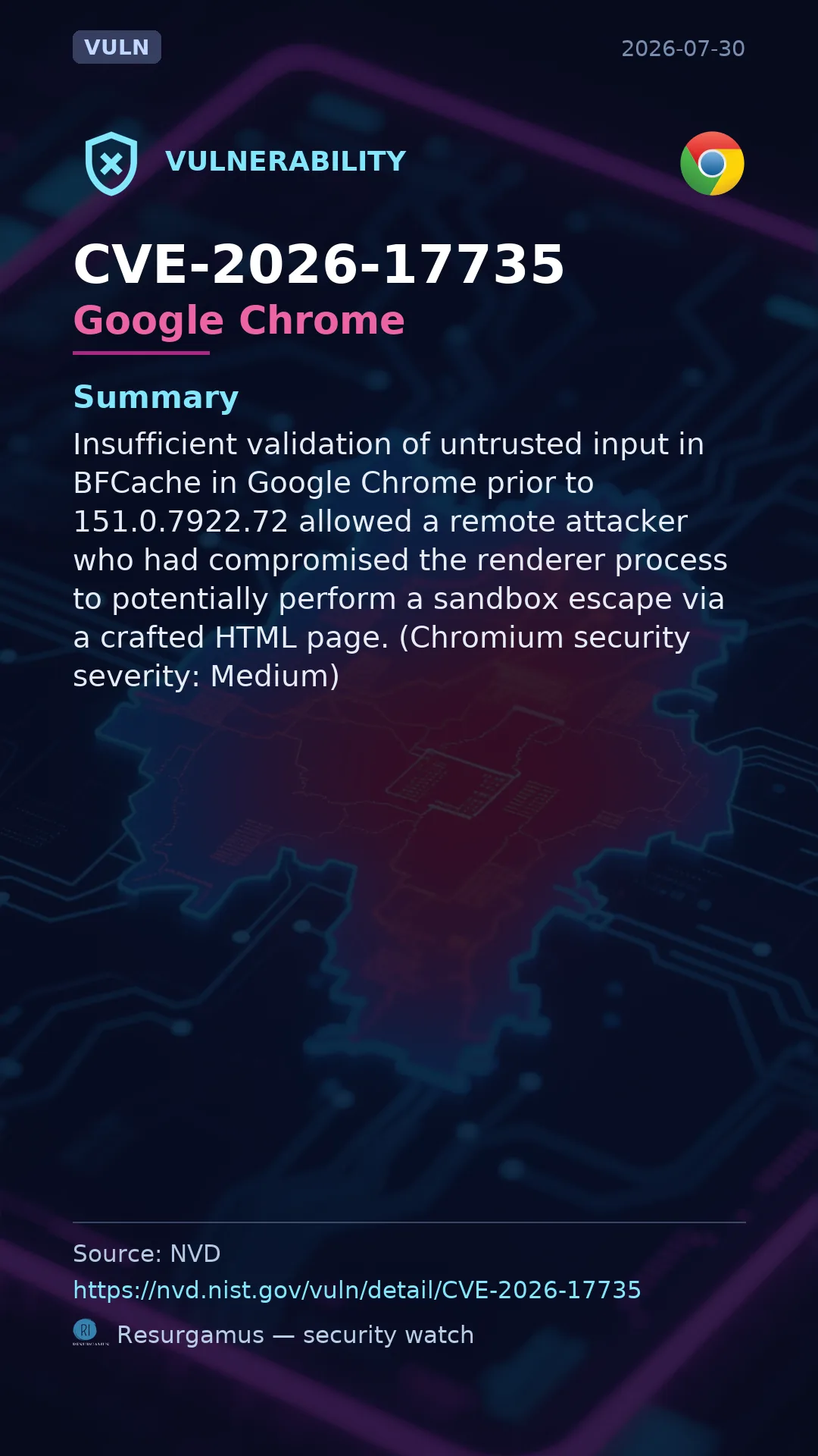 CVE-2026-17735 Google Chrome Vulnerability