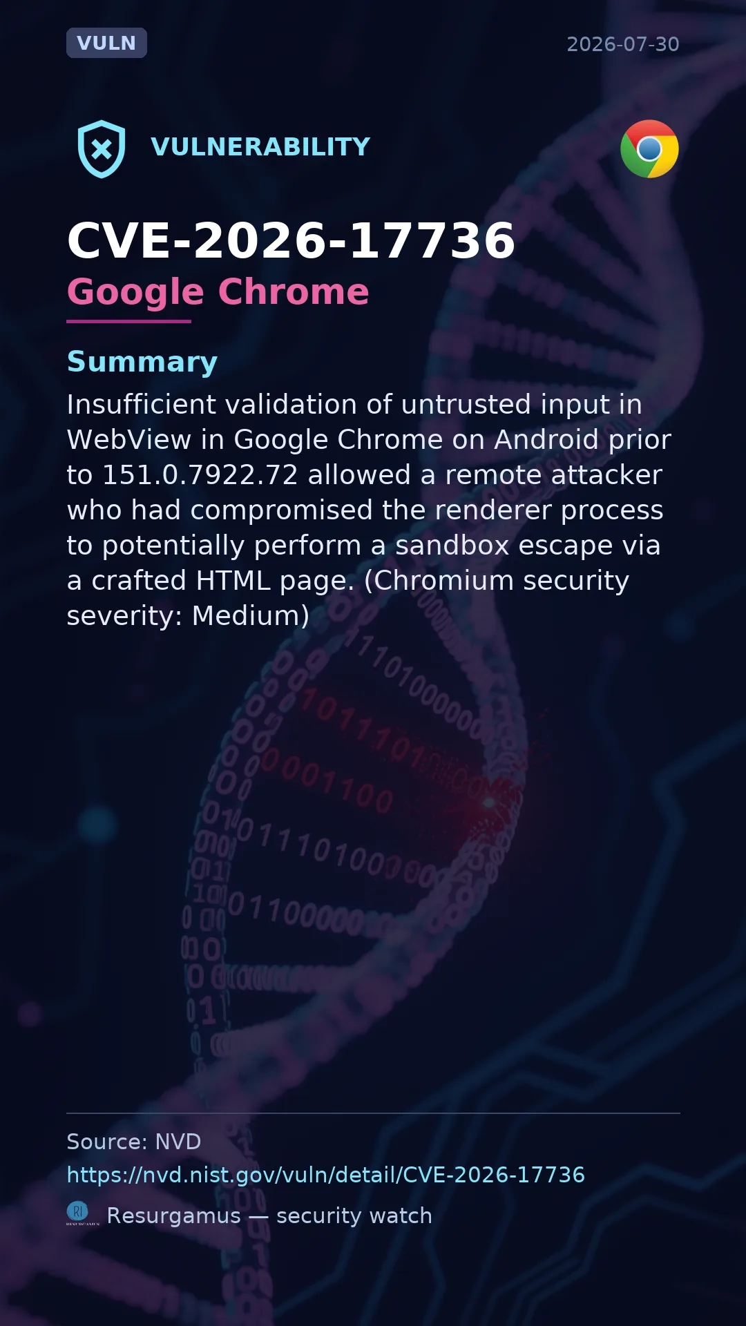 CVE-2026-17736 Google Chrome Vulnerability