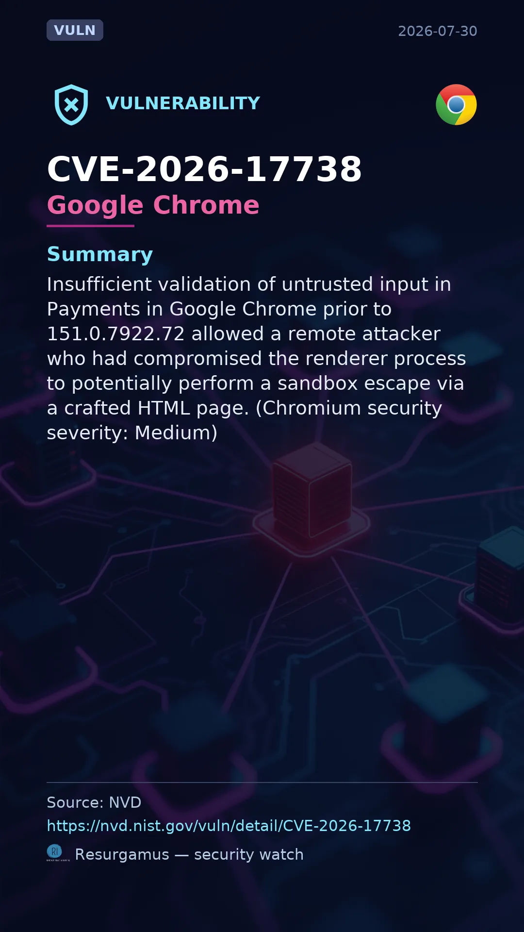 CVE-2026-17738 Google Chrome Vulnerability