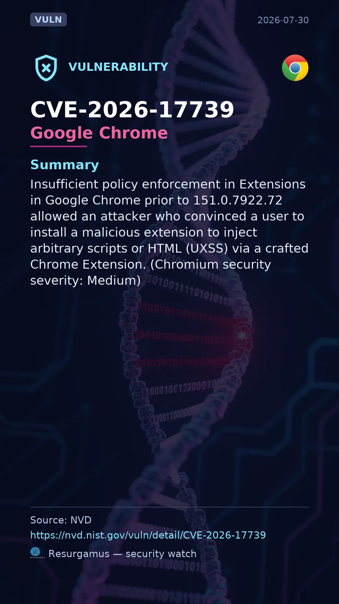 CVE-2026-17739 Google Chrome Vulnerability