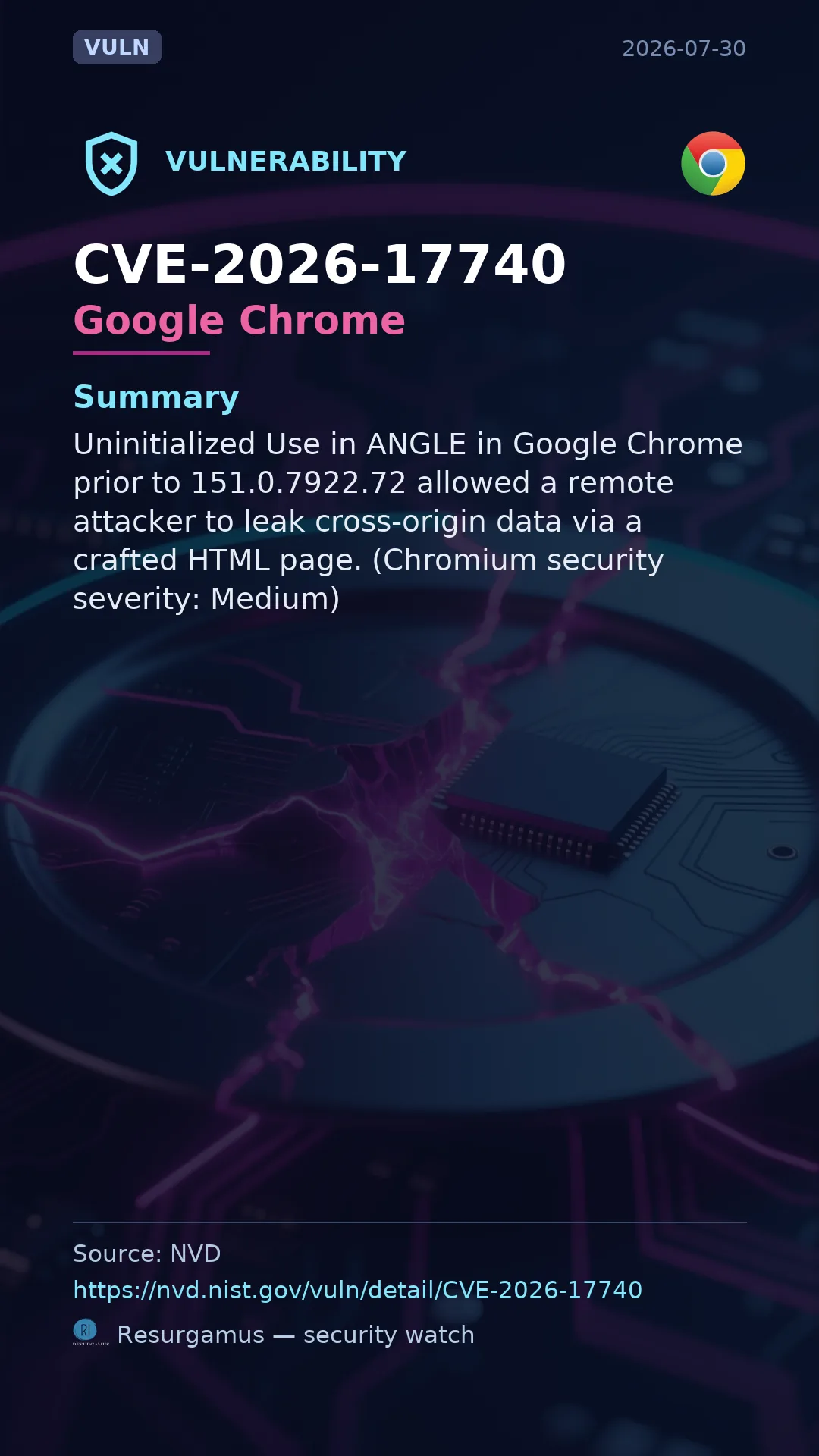 CVE-2026-17740 Google Chrome Vulnerability