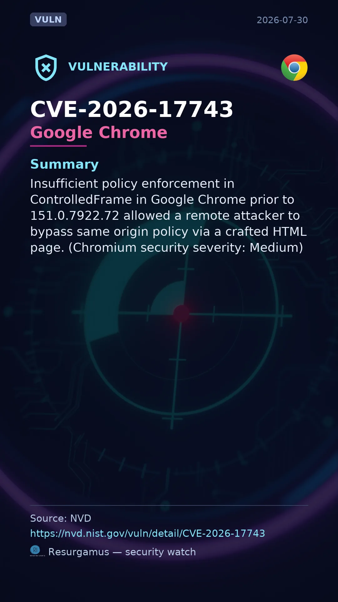 CVE-2026-17743 Google Chrome Vulnerability