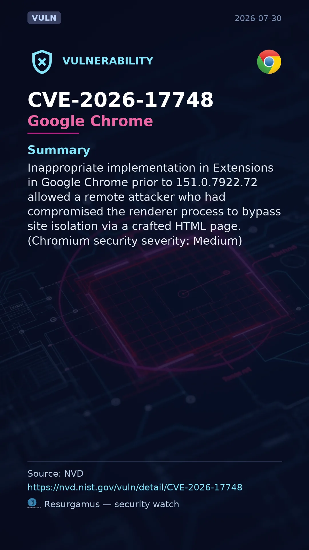CVE-2026-17748 Google Chrome Vulnerability